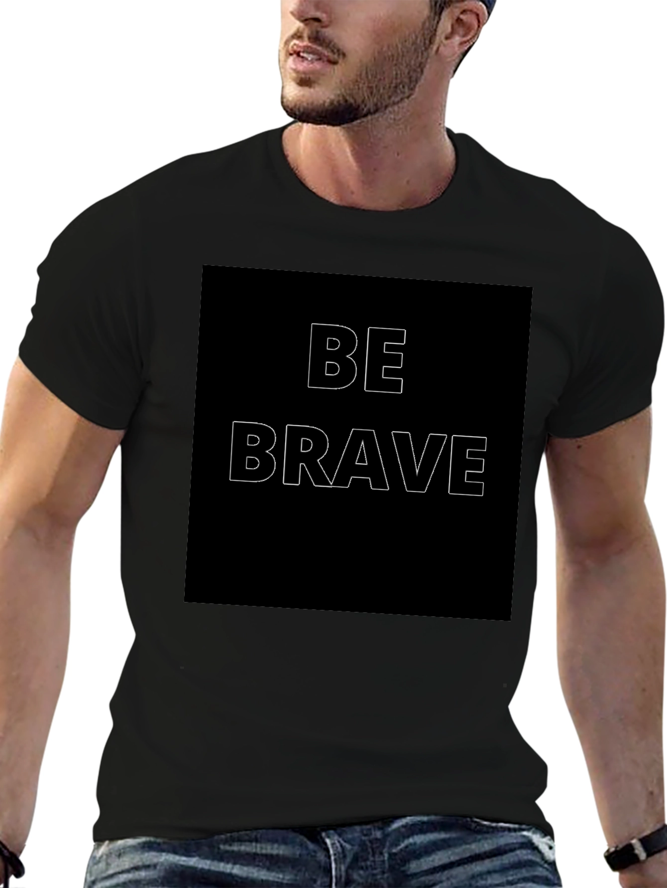 Be Brave Graphic Print Mens Black T-Shirt