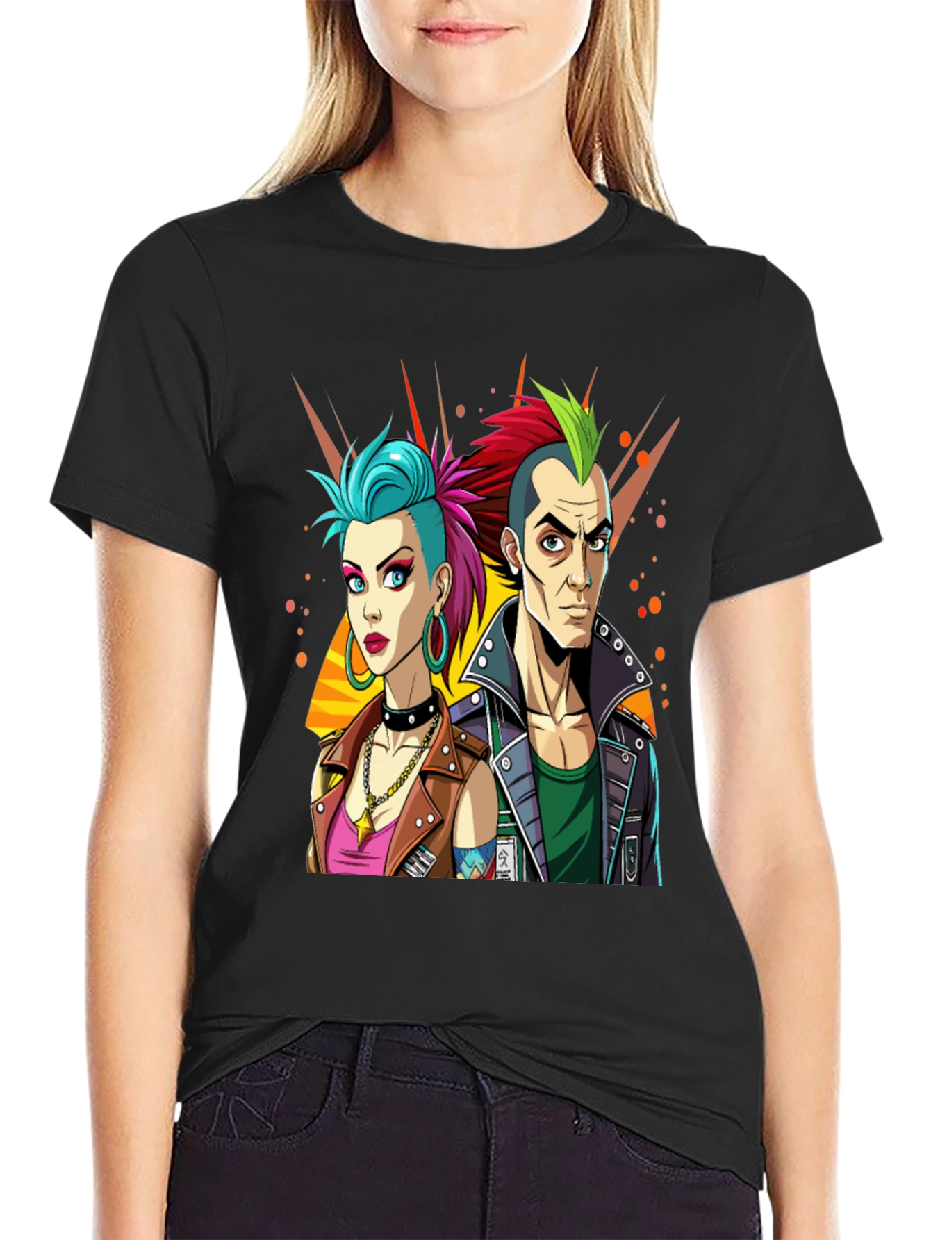 Punk Rock T-Shirt: Edgy Cartoon Couple Graphic Tee
