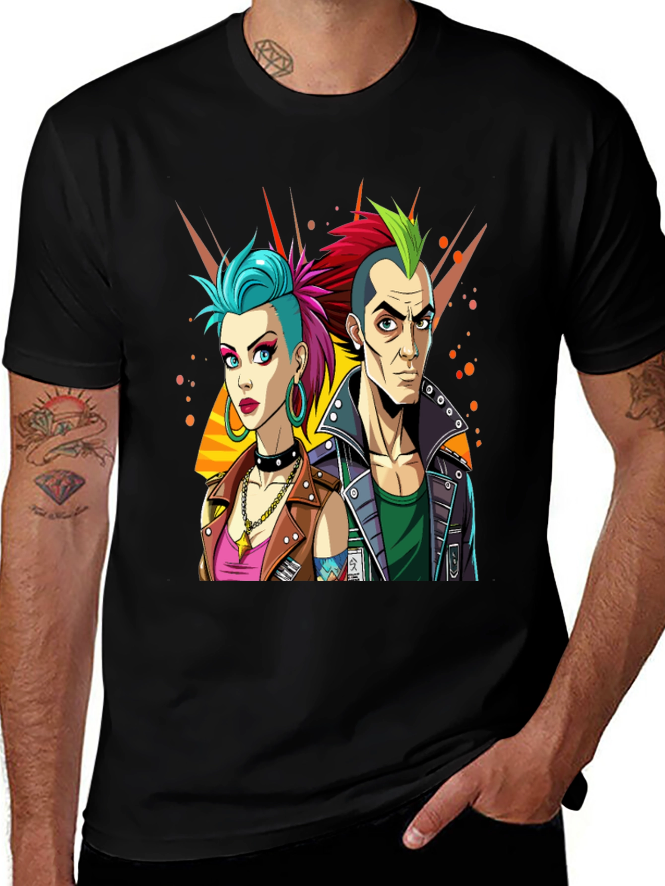 Punk Rock T-Shirt: Edgy Cartoon Couple Graphic Tee