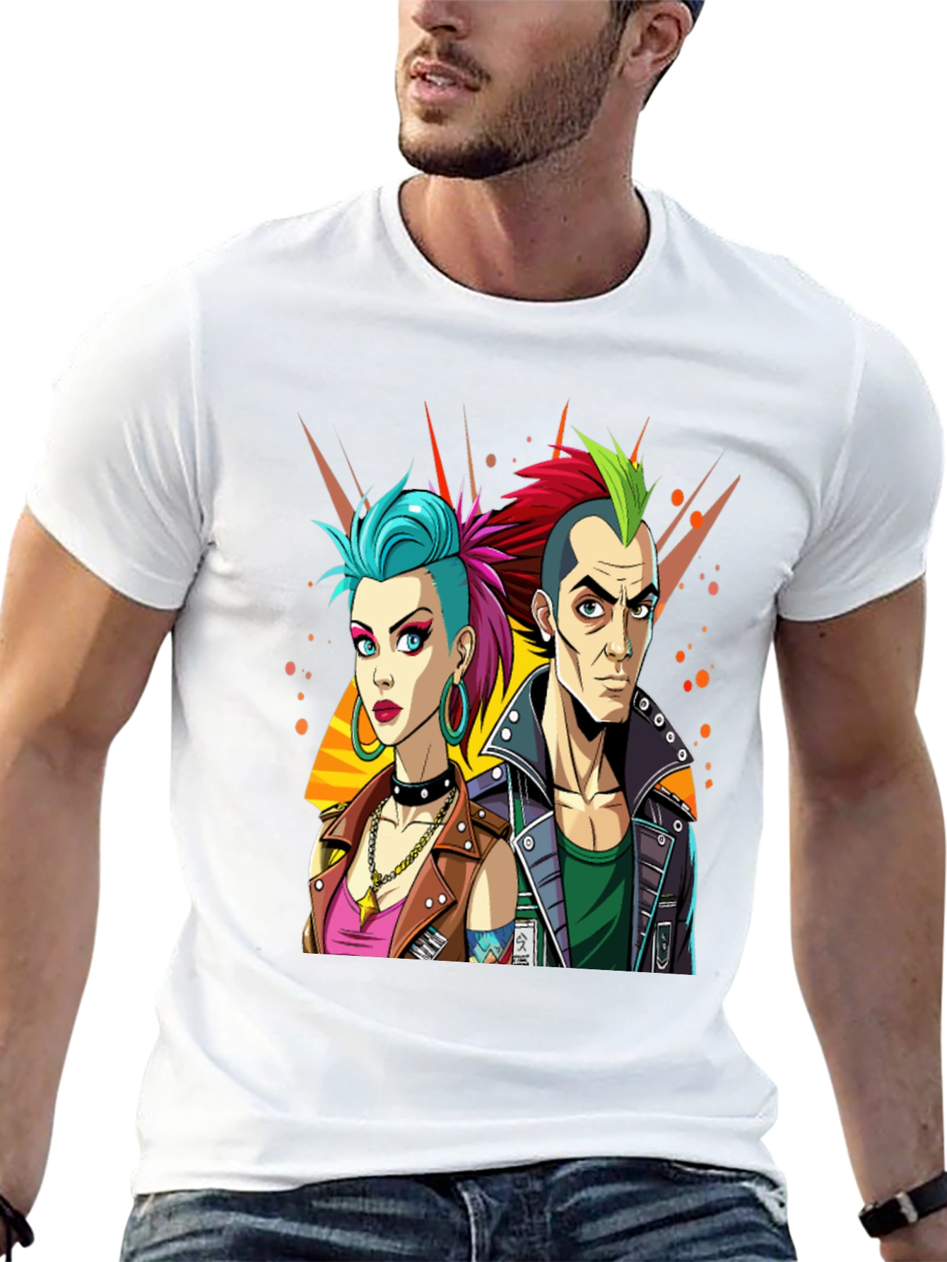 Punk Rock T-Shirt: Edgy Cartoon Couple Graphic Tee