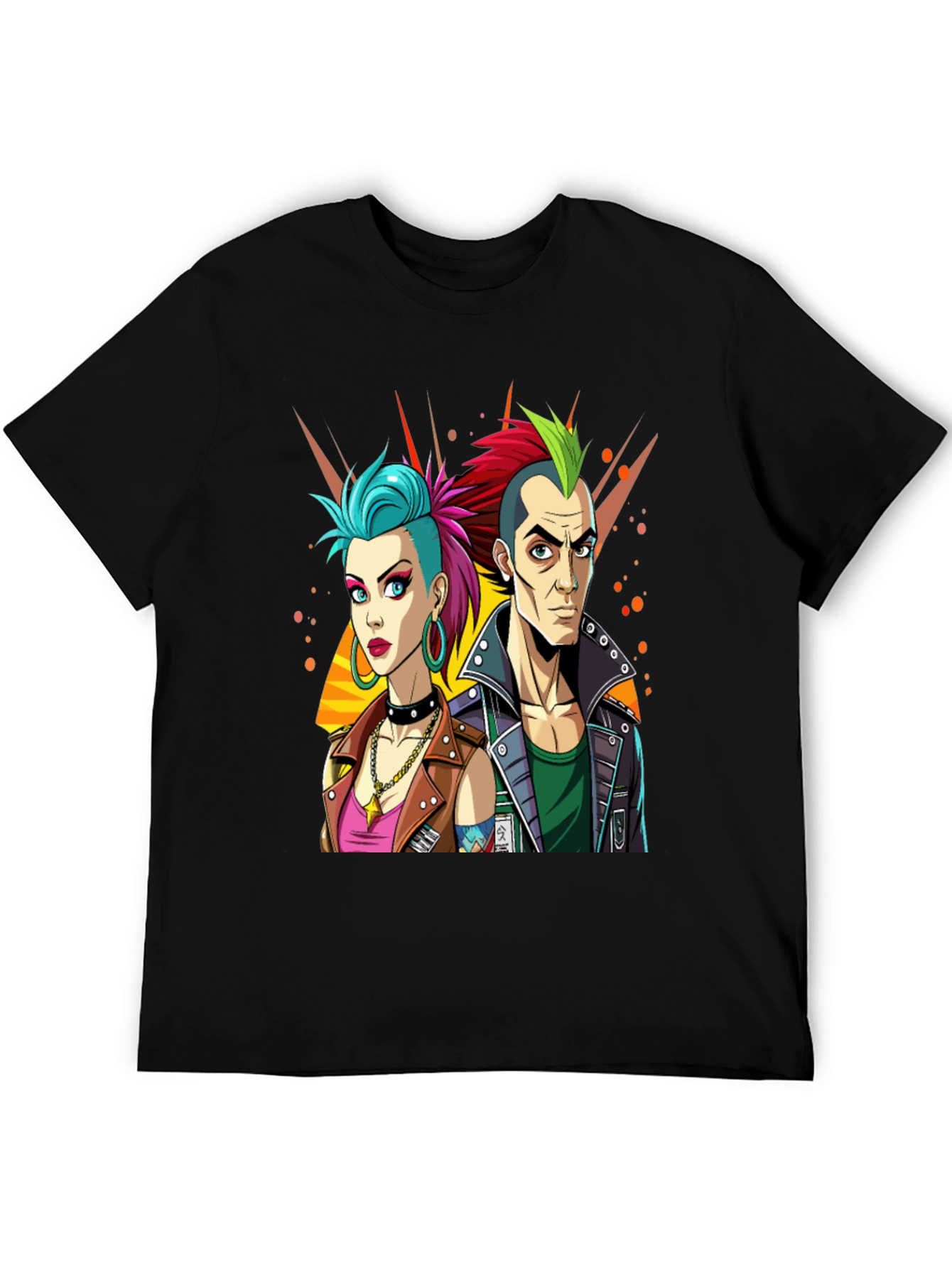 Punk Rock T-Shirt: Edgy Cartoon Couple Graphic Tee