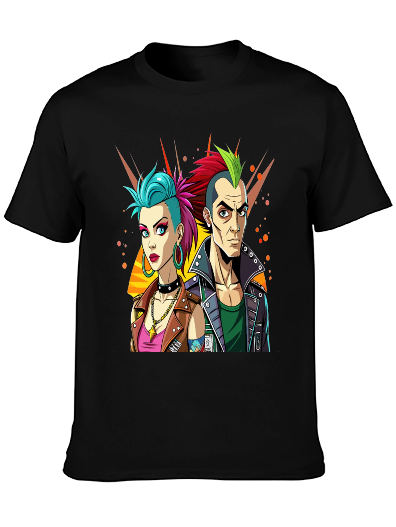 Punk Rock T-Shirt: Edgy Cartoon Couple Graphic Tee