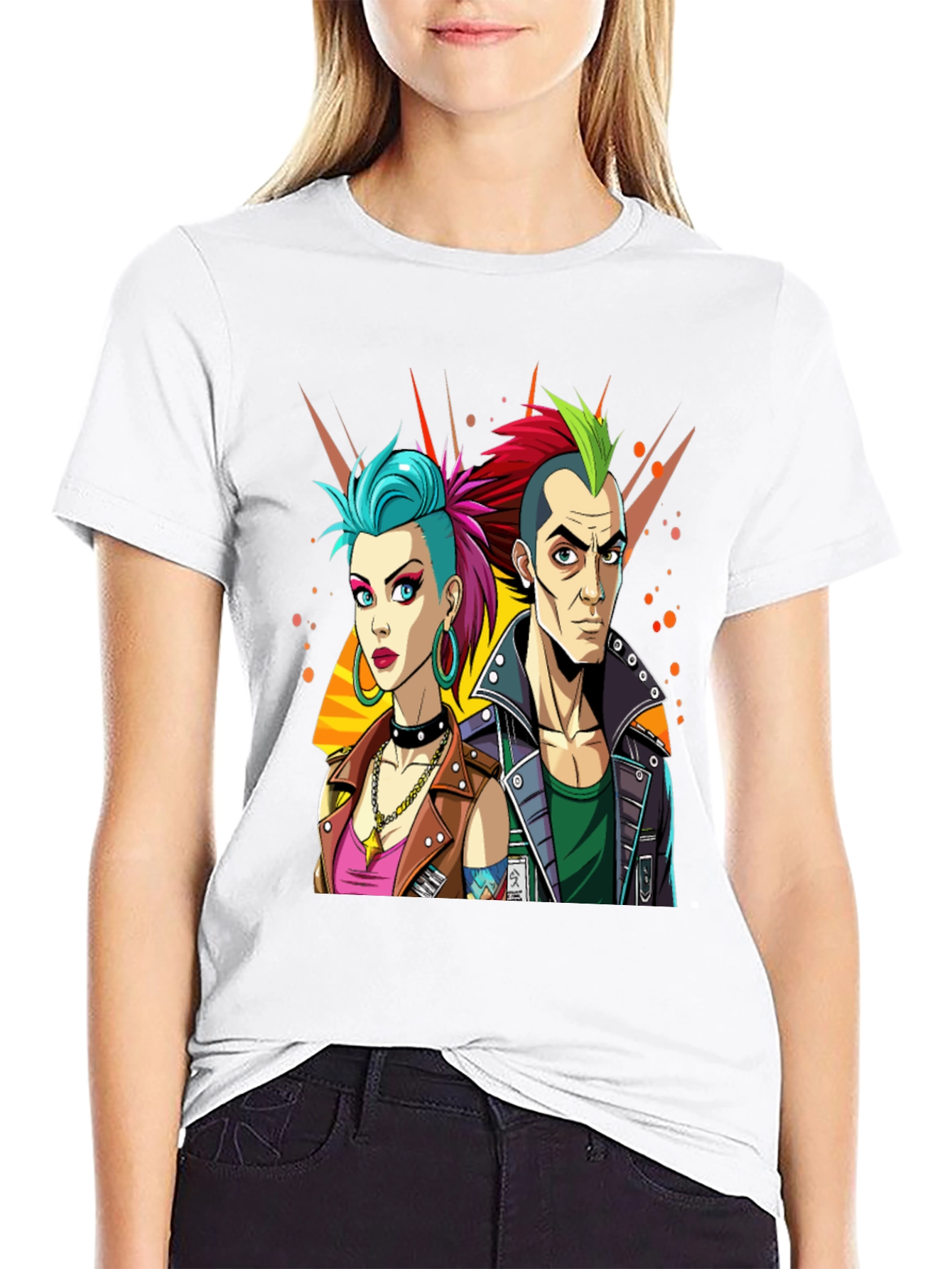 Punk Rock T-Shirt: Edgy Cartoon Couple Graphic Tee