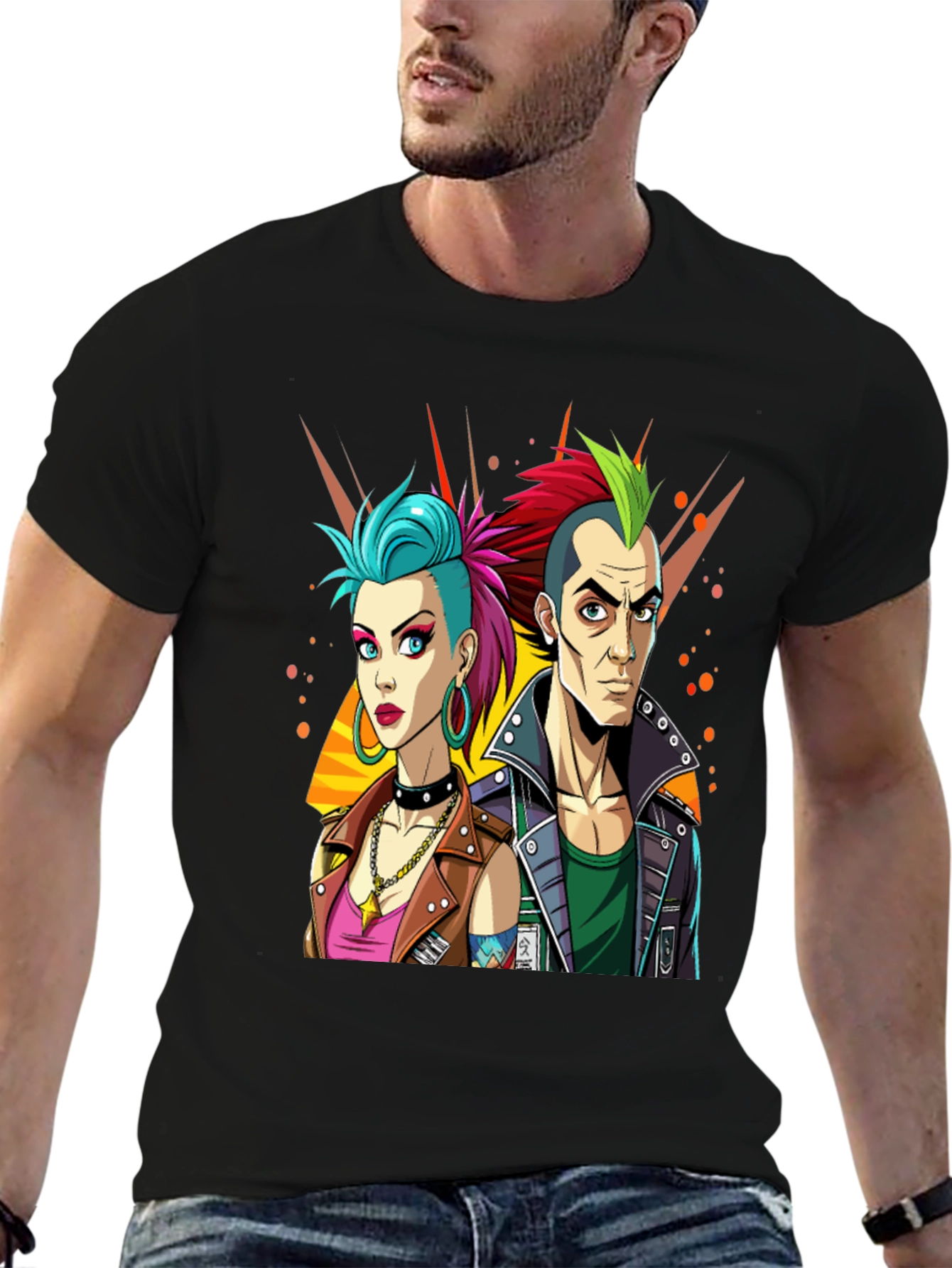 Punk Rock T-Shirt: Edgy Cartoon Couple Graphic Tee