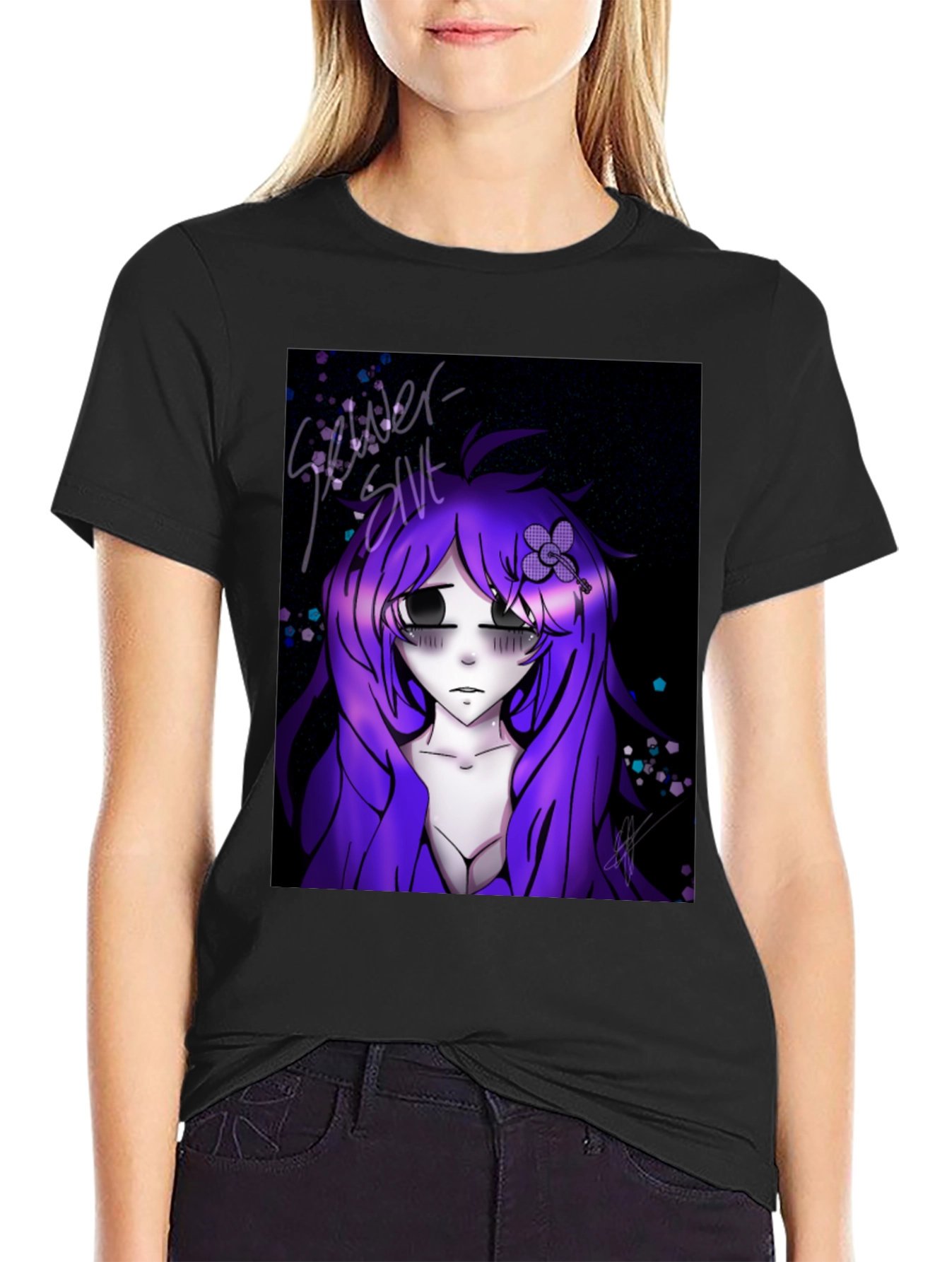 Anime Girl Graphic Tee - Black Unisex T-Shirt
