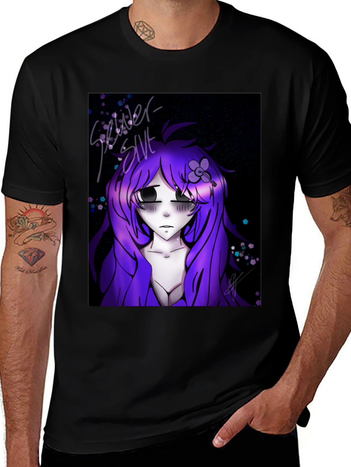 Anime Girl Graphic Tee - Black Unisex T-Shirt