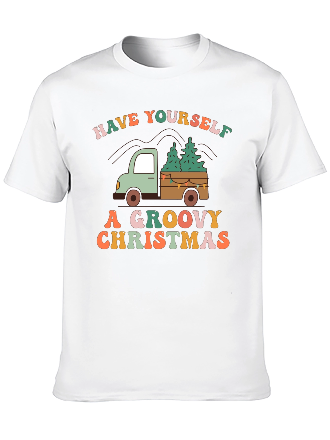 Groovy Christmas Truck Graphic T-Shirt