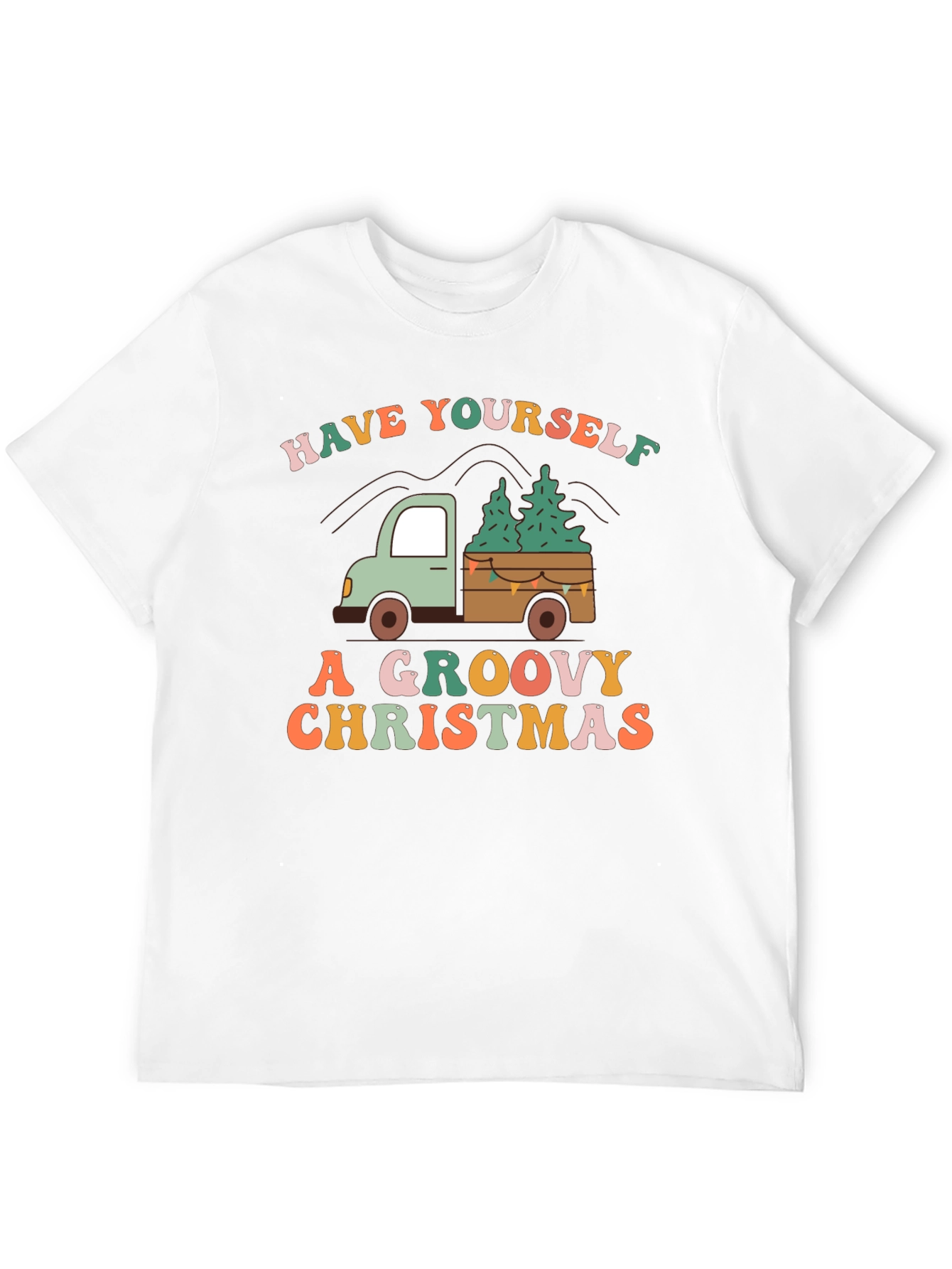 Groovy Christmas Truck Graphic T-Shirt