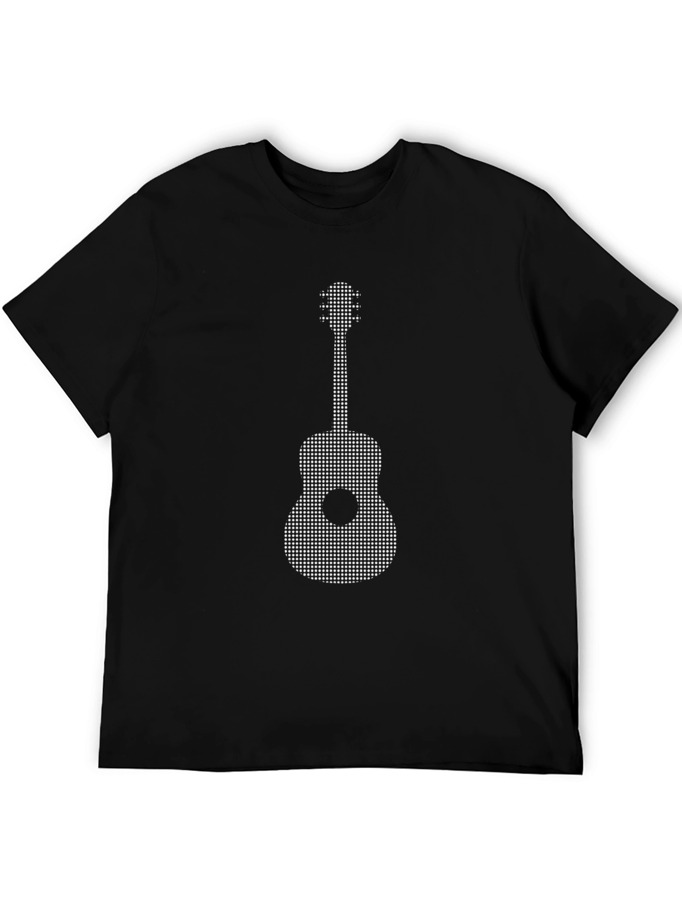 Guitar Dot Pattern Black T-Shirt