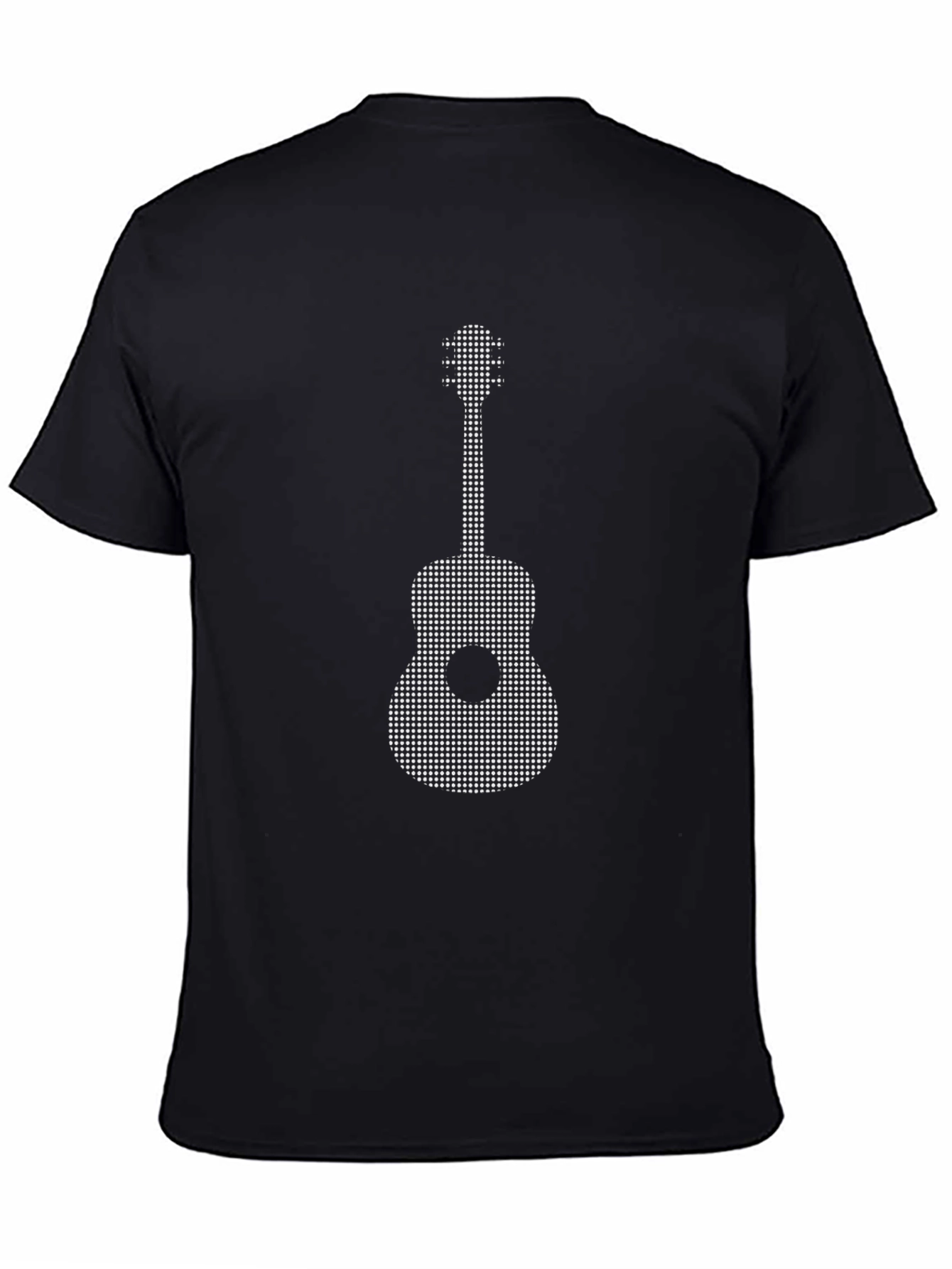 Guitar Dot Pattern Black T-Shirt