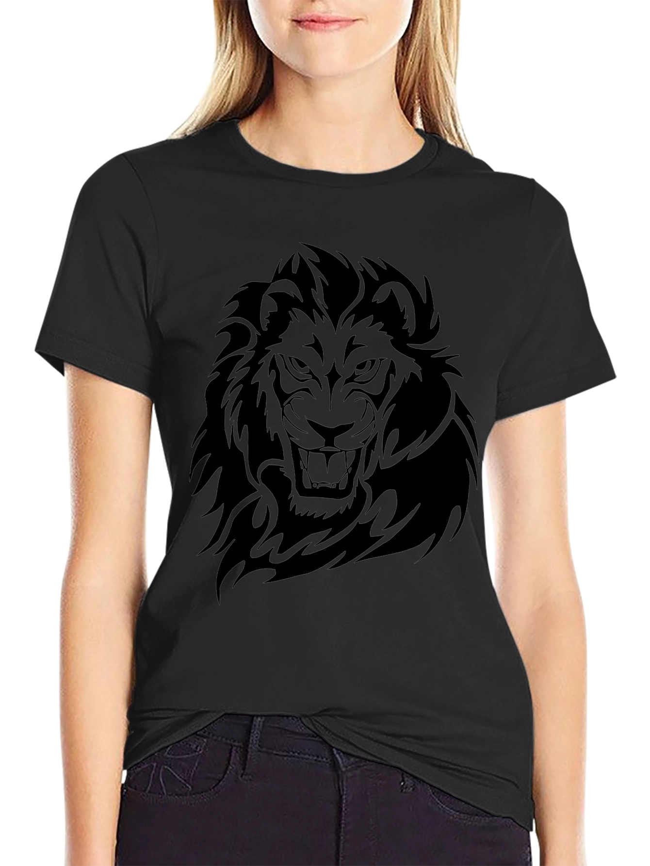 Lion Graphic Black T-Shirt - Bold Statement Tee