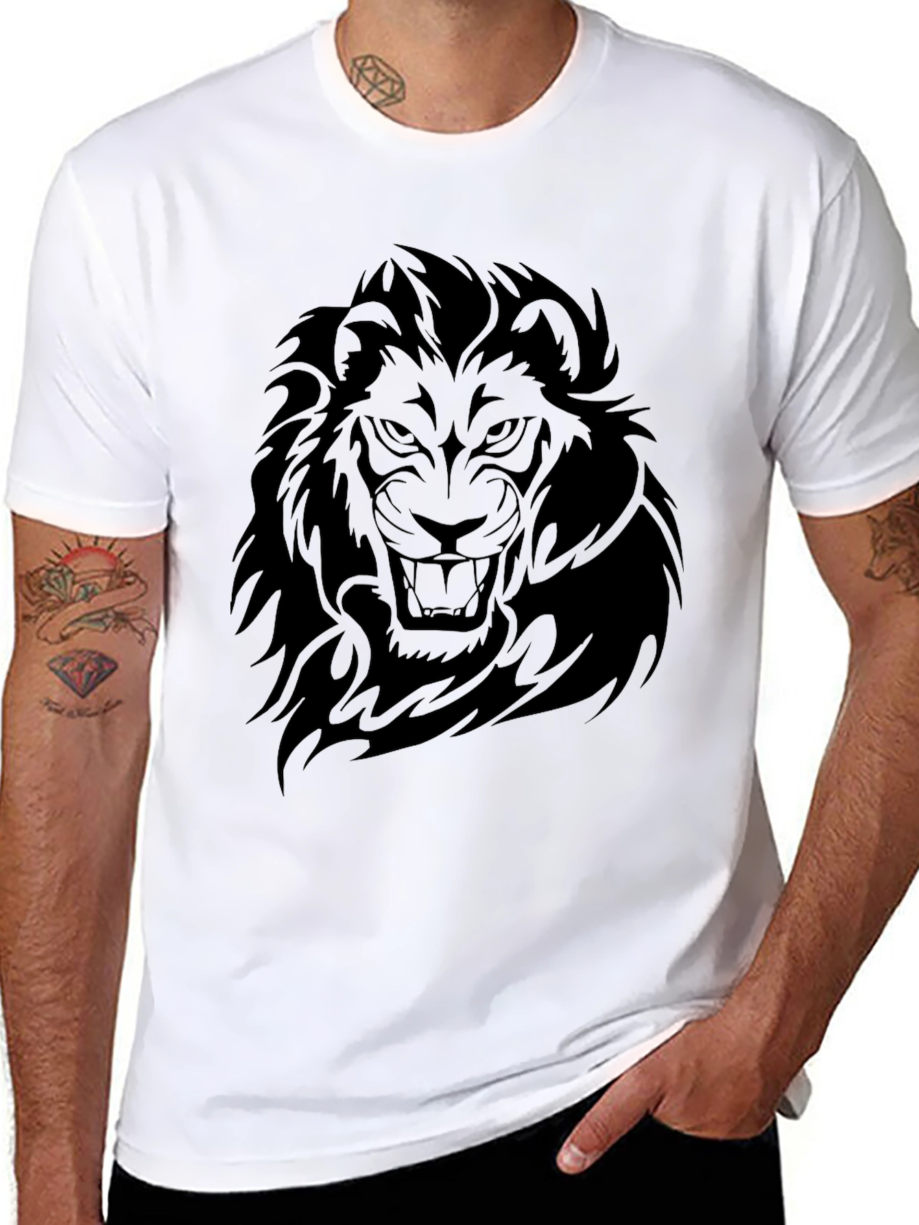 Lion Graphic Black T-Shirt - Bold Statement Tee