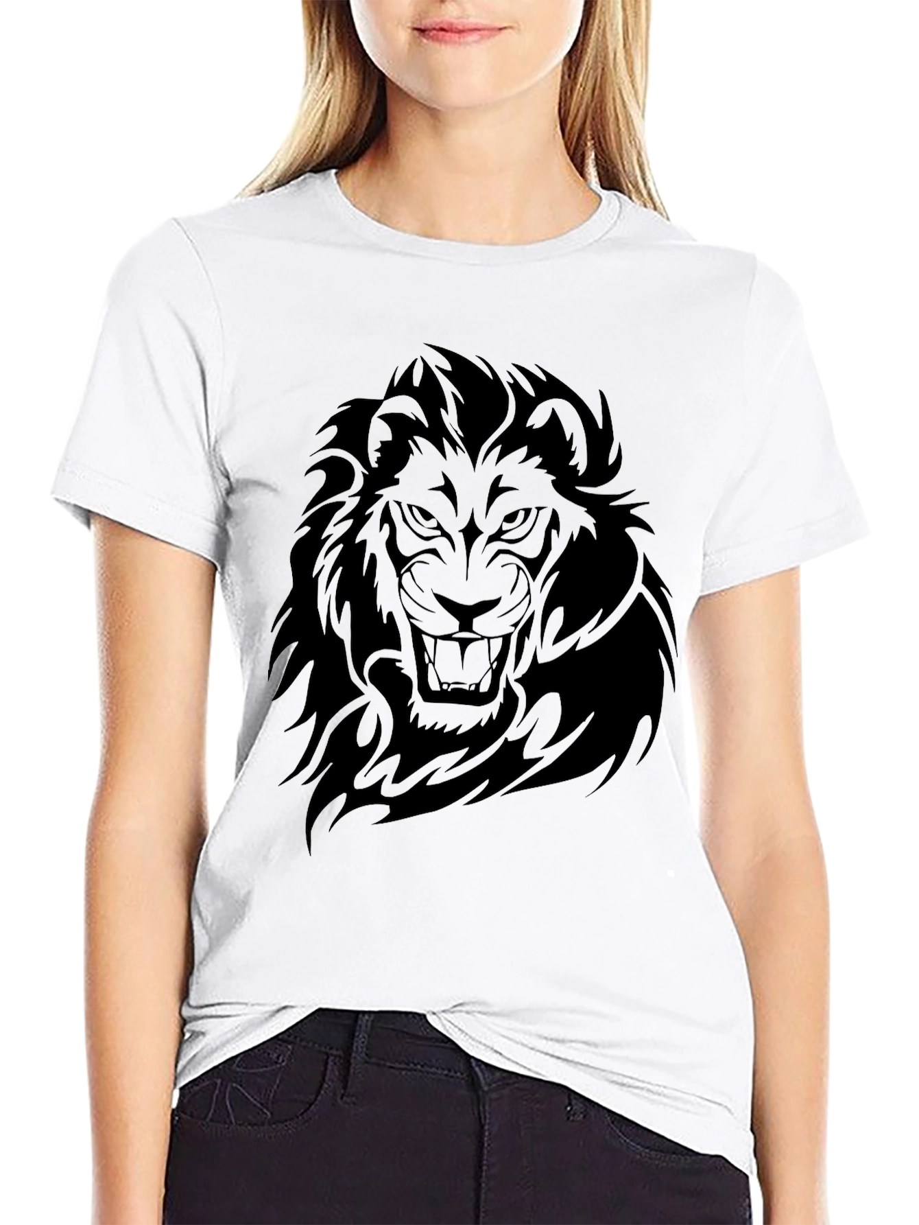 Lion Graphic Black T-Shirt - Bold Statement Tee