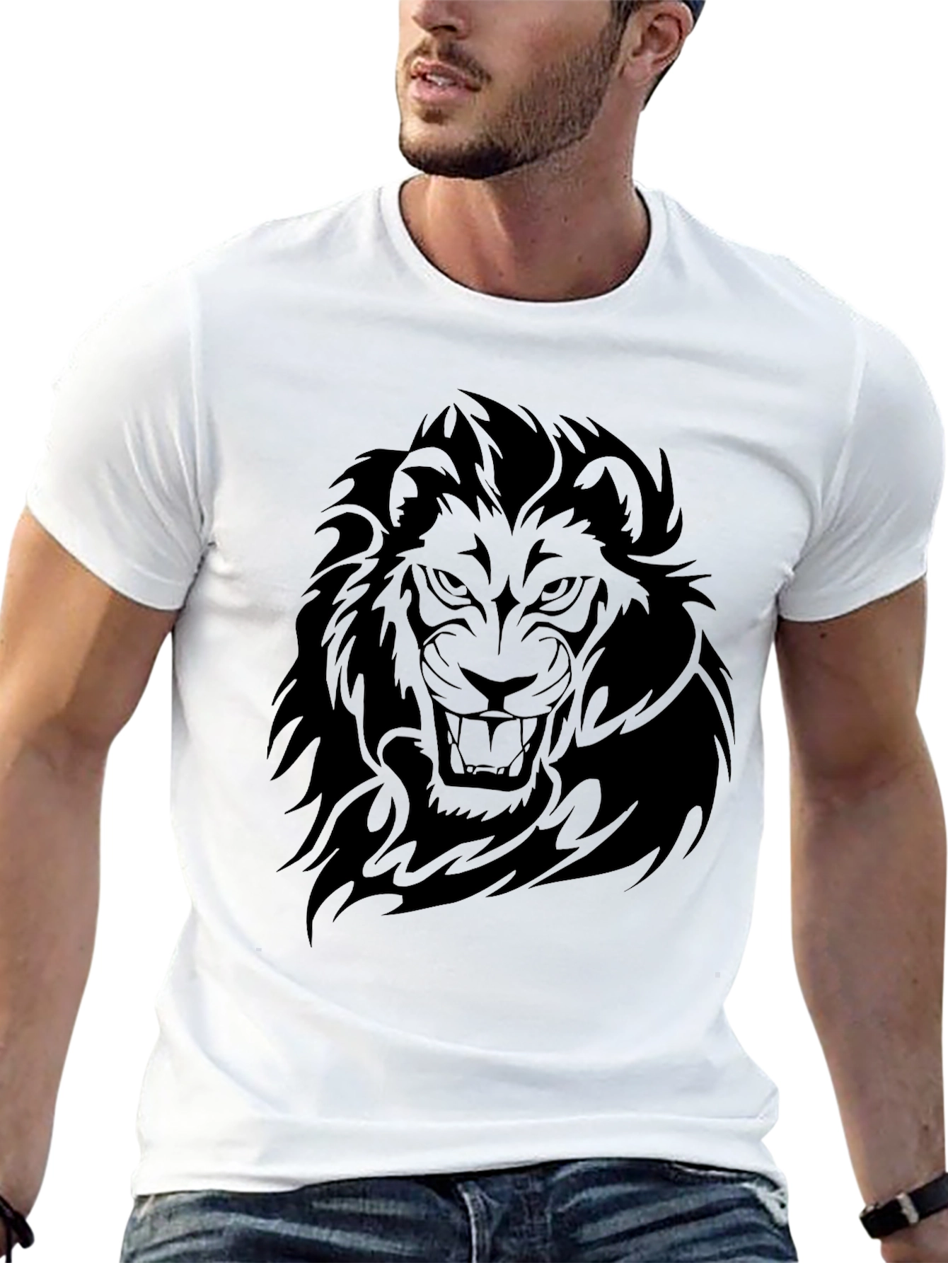 Lion Graphic Black T-Shirt - Bold Statement Tee