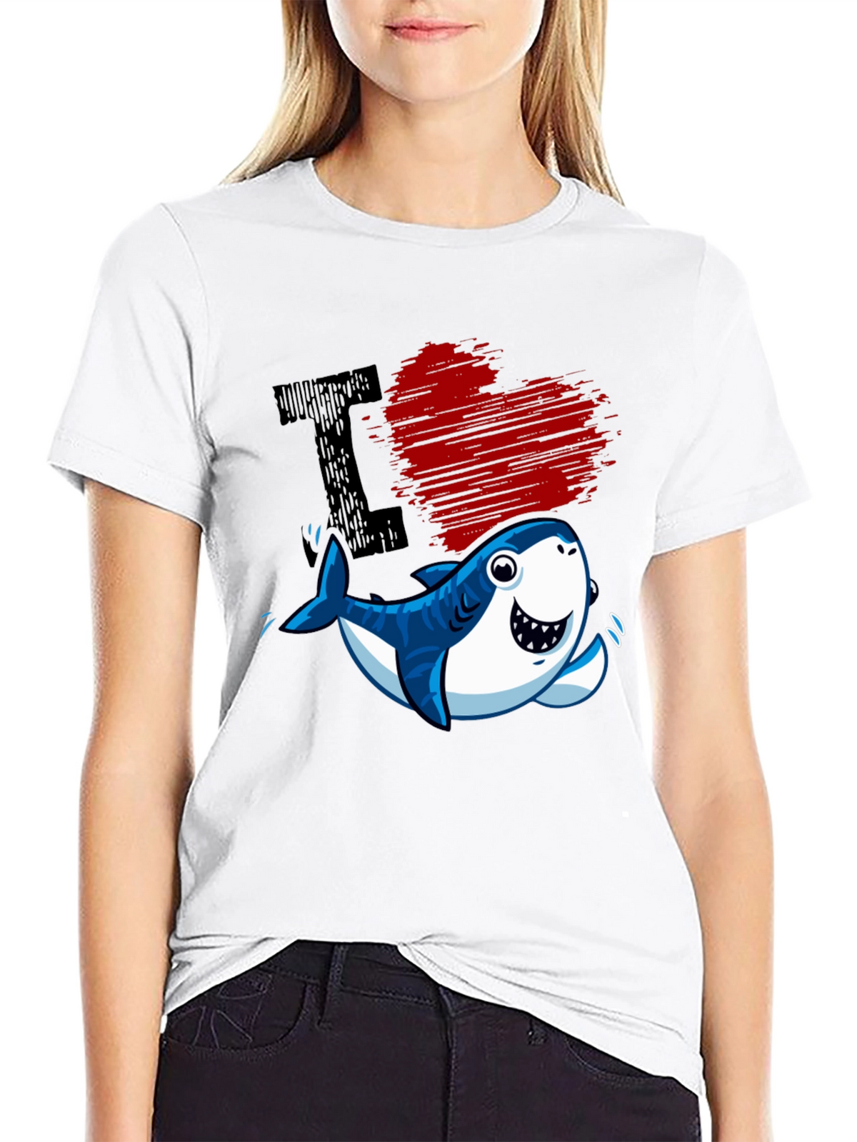 I Love Sharks T-Shirt - Cute Cartoon Graphic Tee