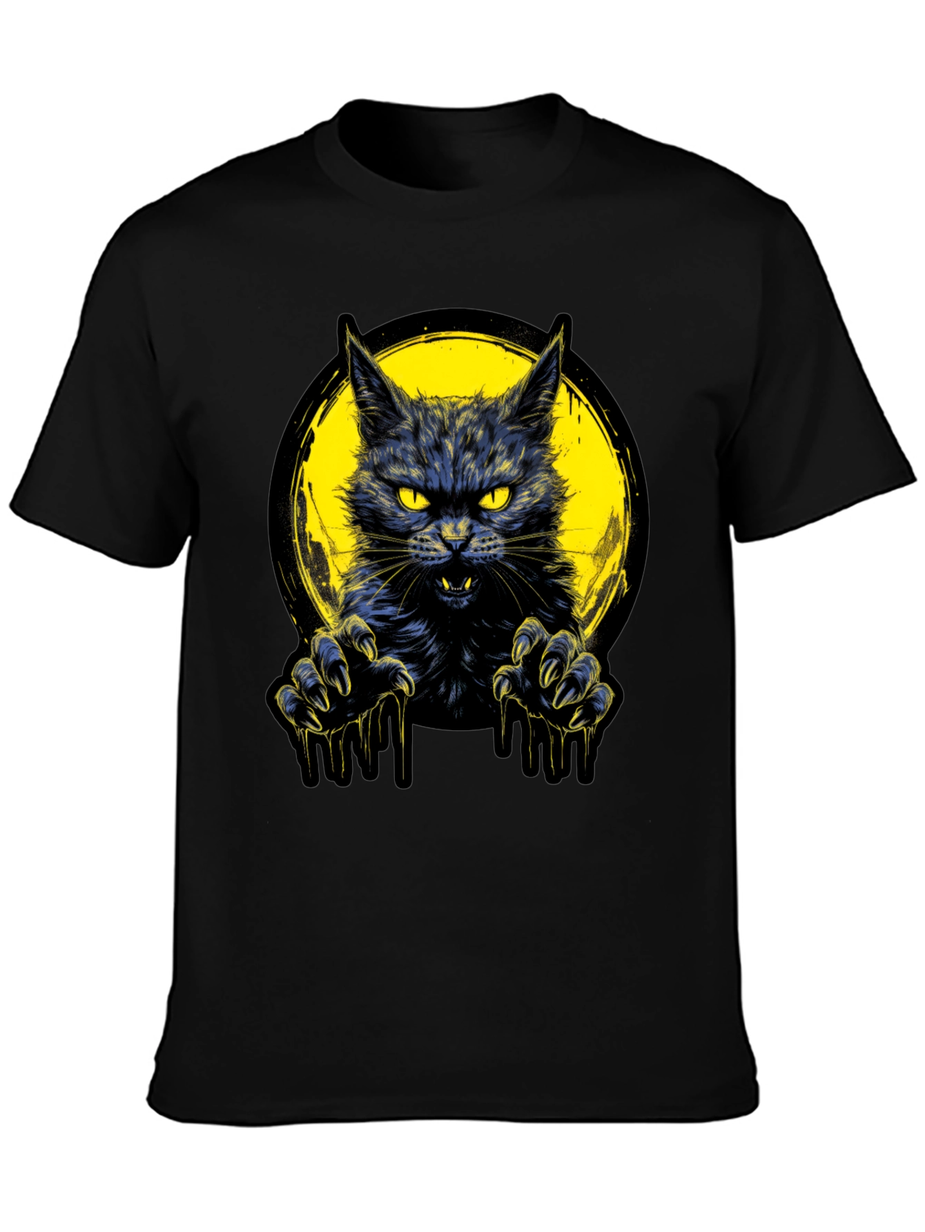 Mens Black Cat Graphic T-Shirt