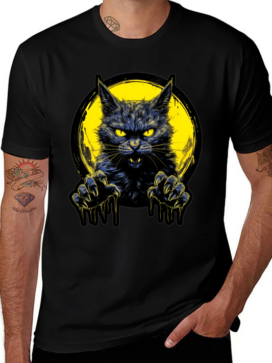 Mens Black Cat Graphic T-Shirt