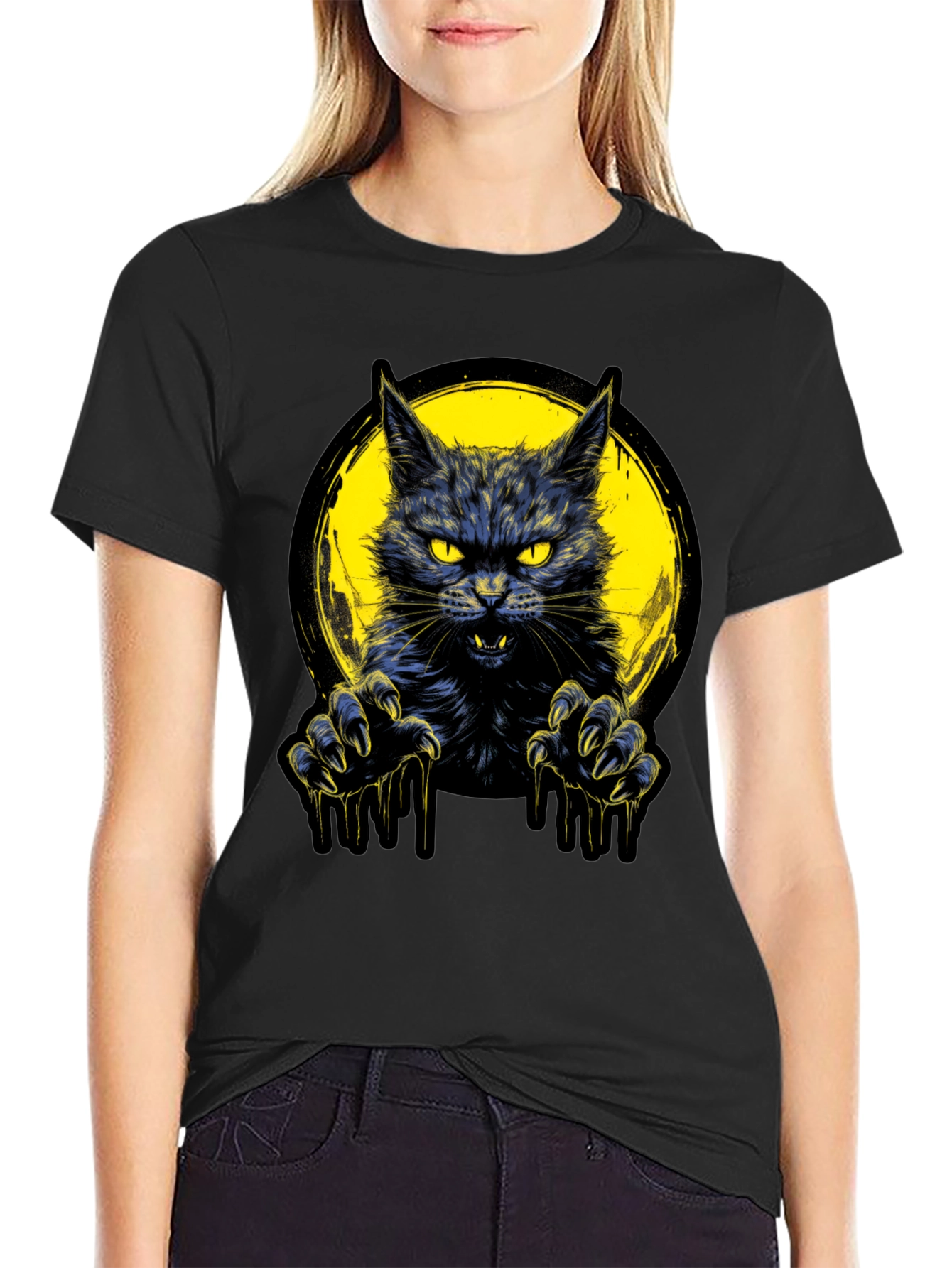 Mens Black Cat Graphic T-Shirt