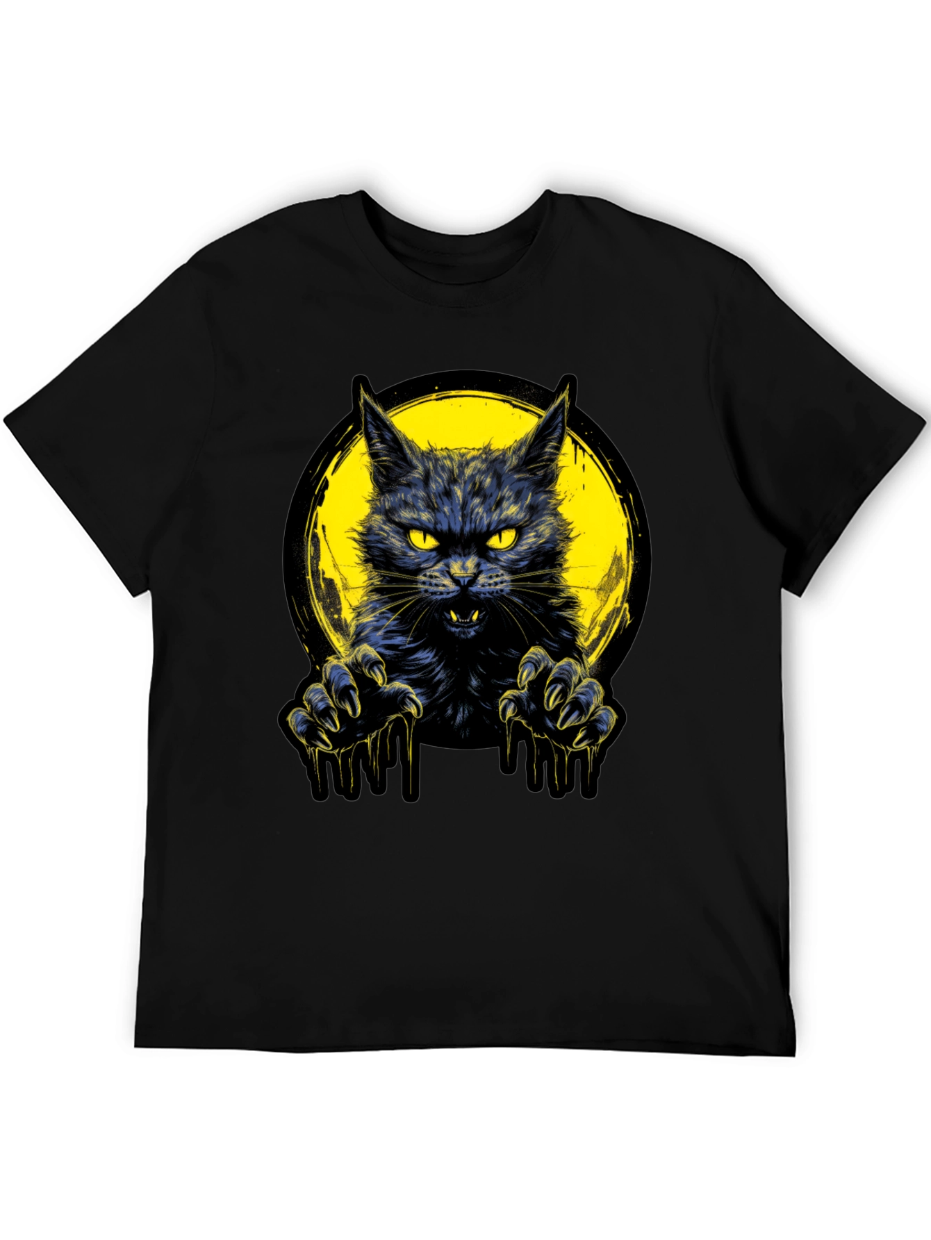 Mens Black Cat Graphic T-Shirt