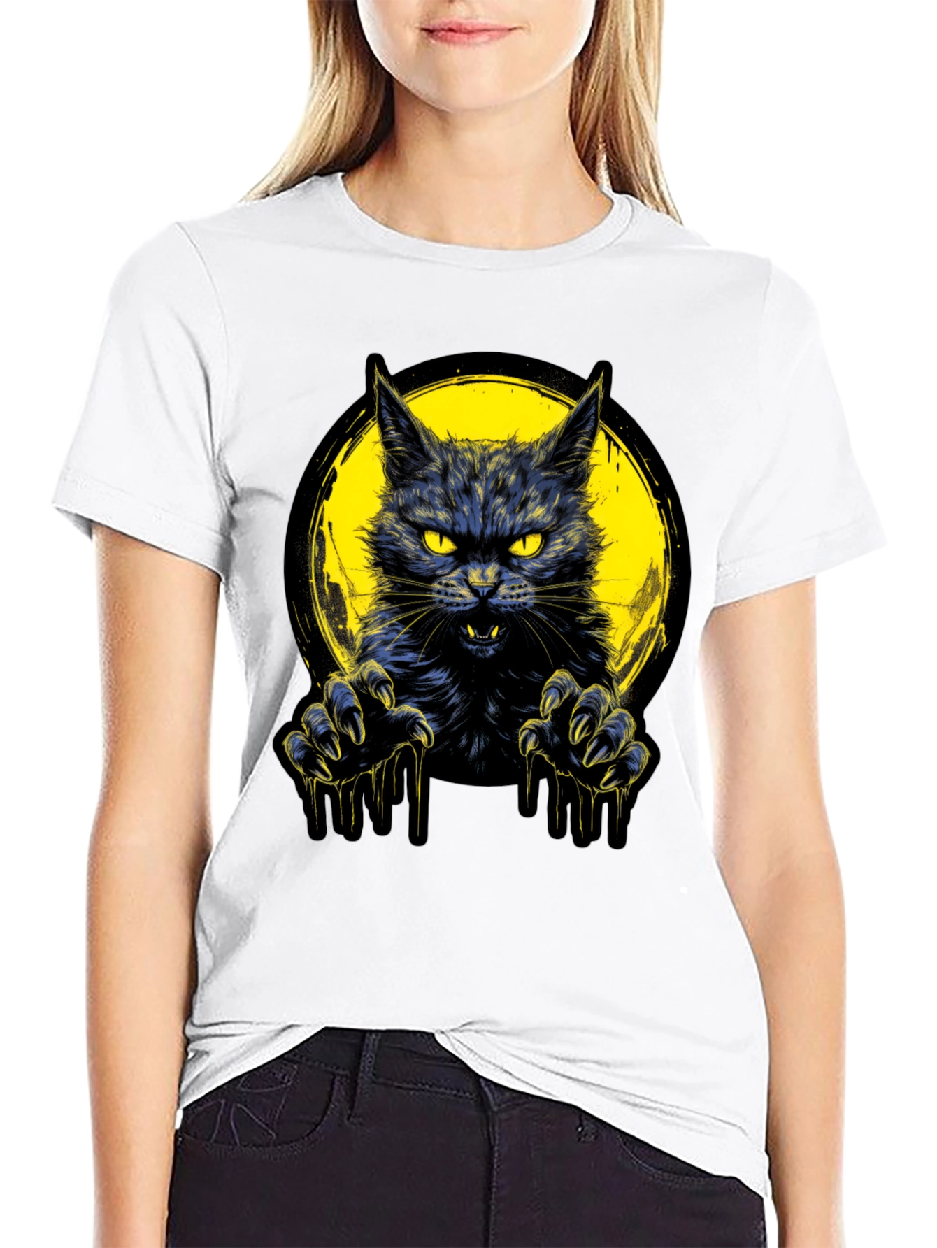 Mens Black Cat Graphic T-Shirt