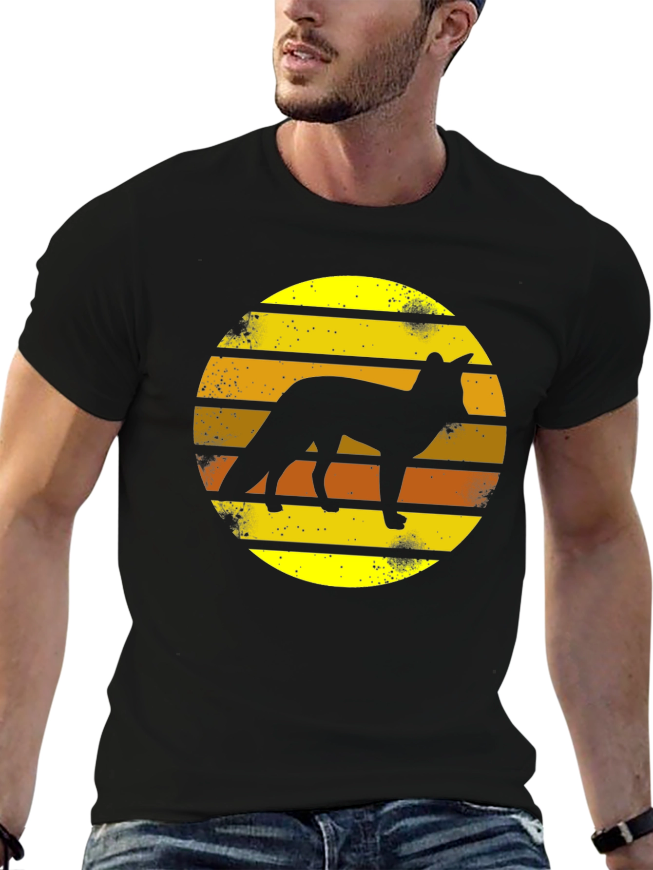 Retro Fox Silhouette T-Shirt - Sunset Graphic Tee