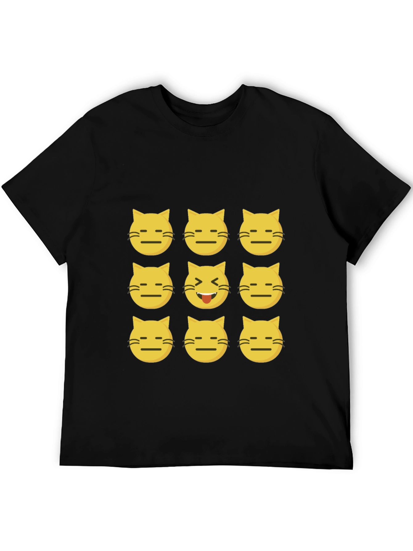 Emoji Cat Black T-Shirt