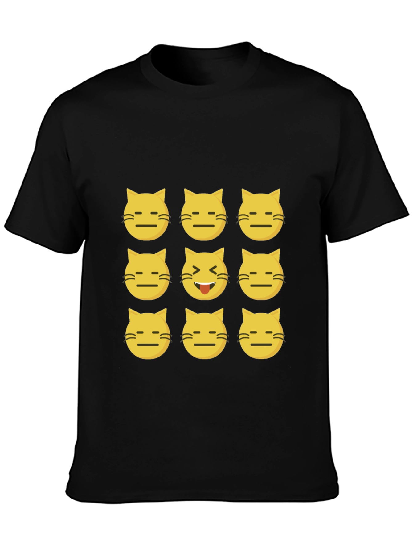 Emoji Cat Black T-Shirt