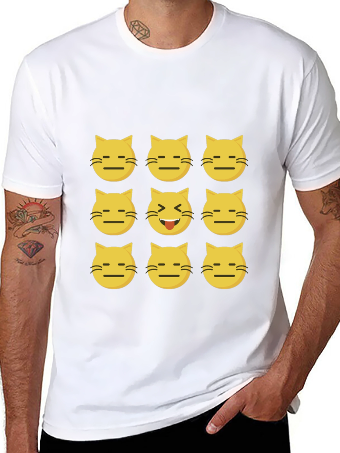 Emoji Cat Black T-Shirt