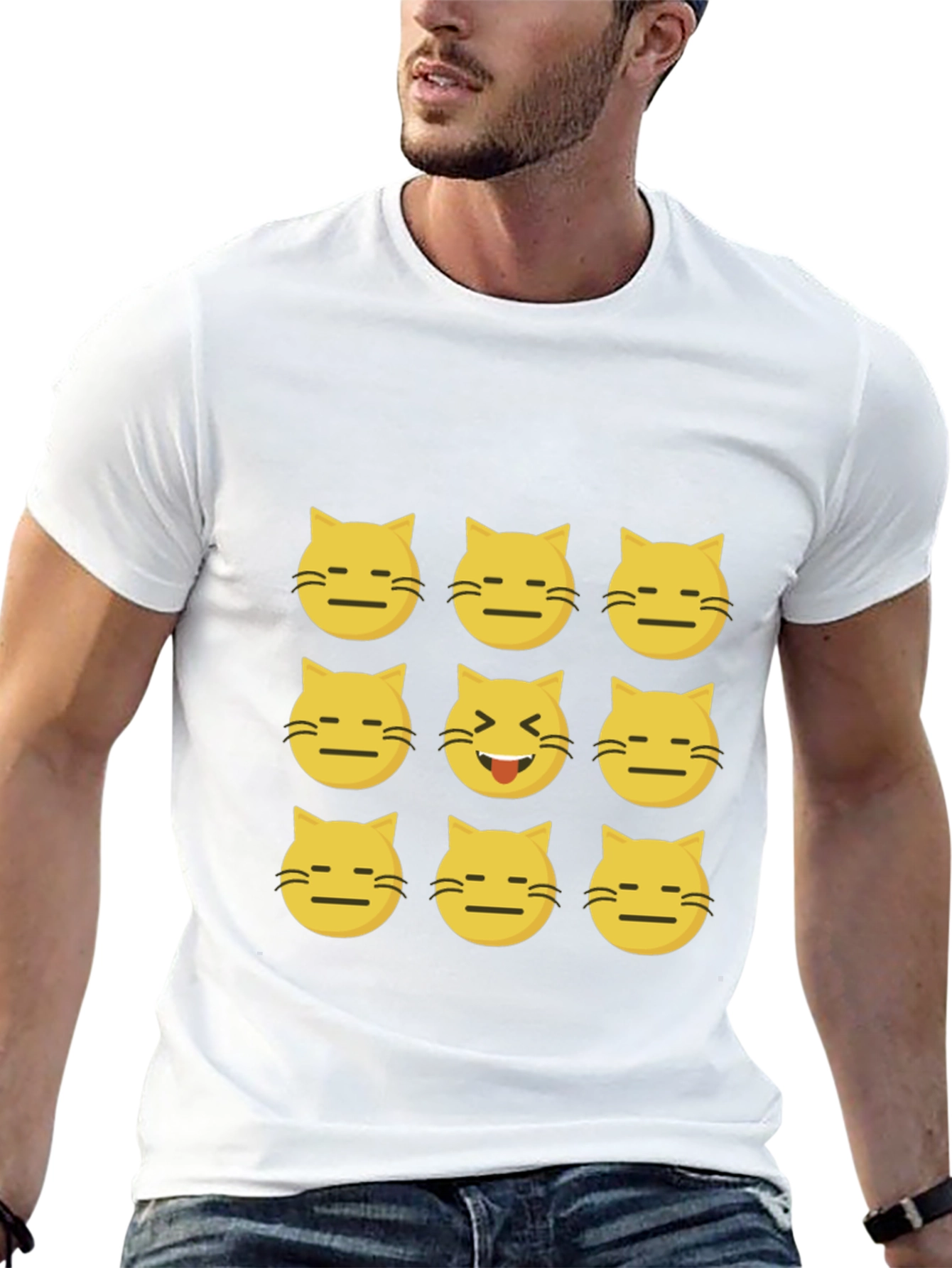 Emoji Cat Black T-Shirt