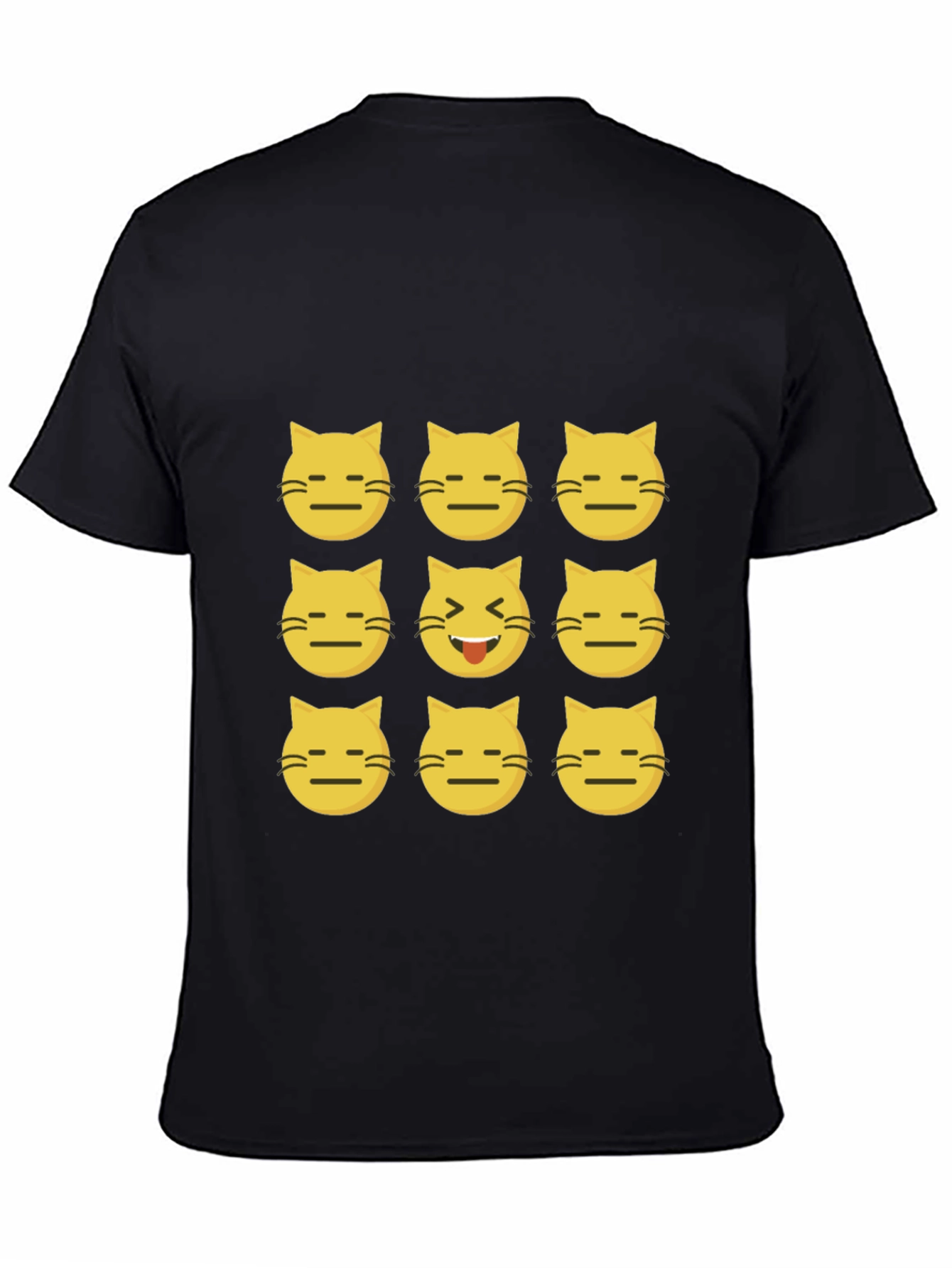 Emoji Cat Black T-Shirt