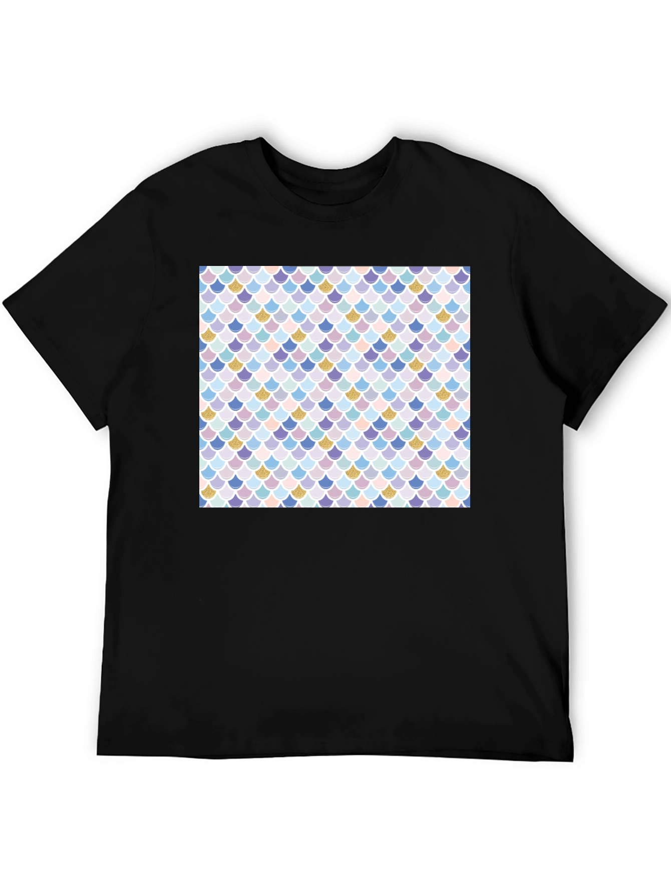 Mermaid Scale Print Black T-Shirt