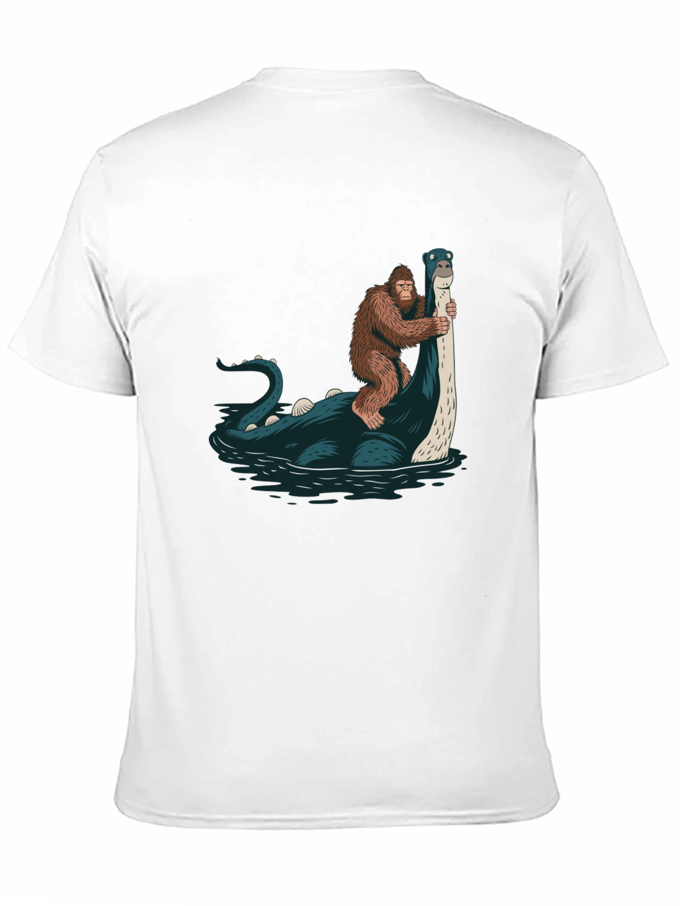 Bigfoot Riding Loch Ness Monster T-Shirt