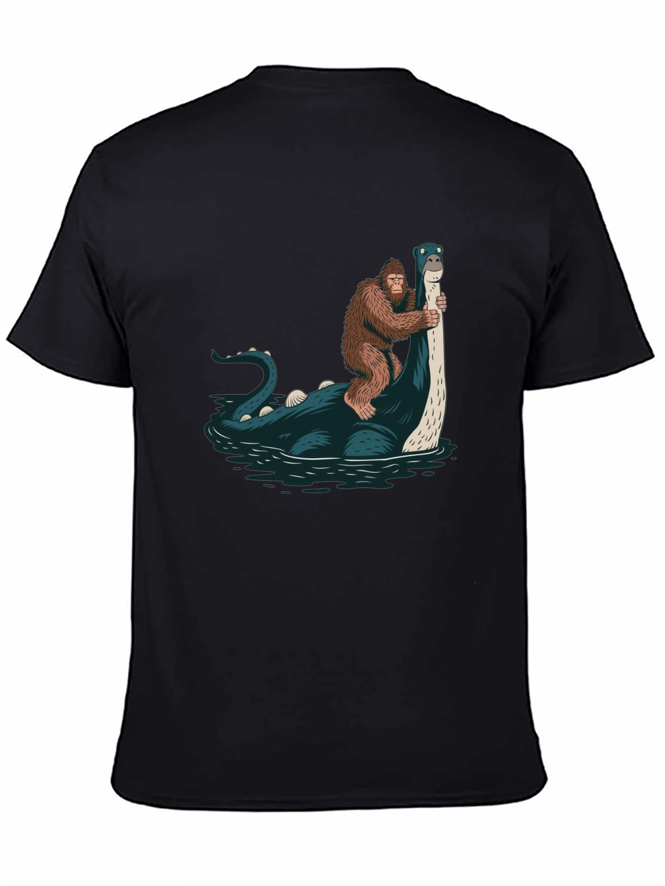 Bigfoot Riding Loch Ness Monster T-Shirt