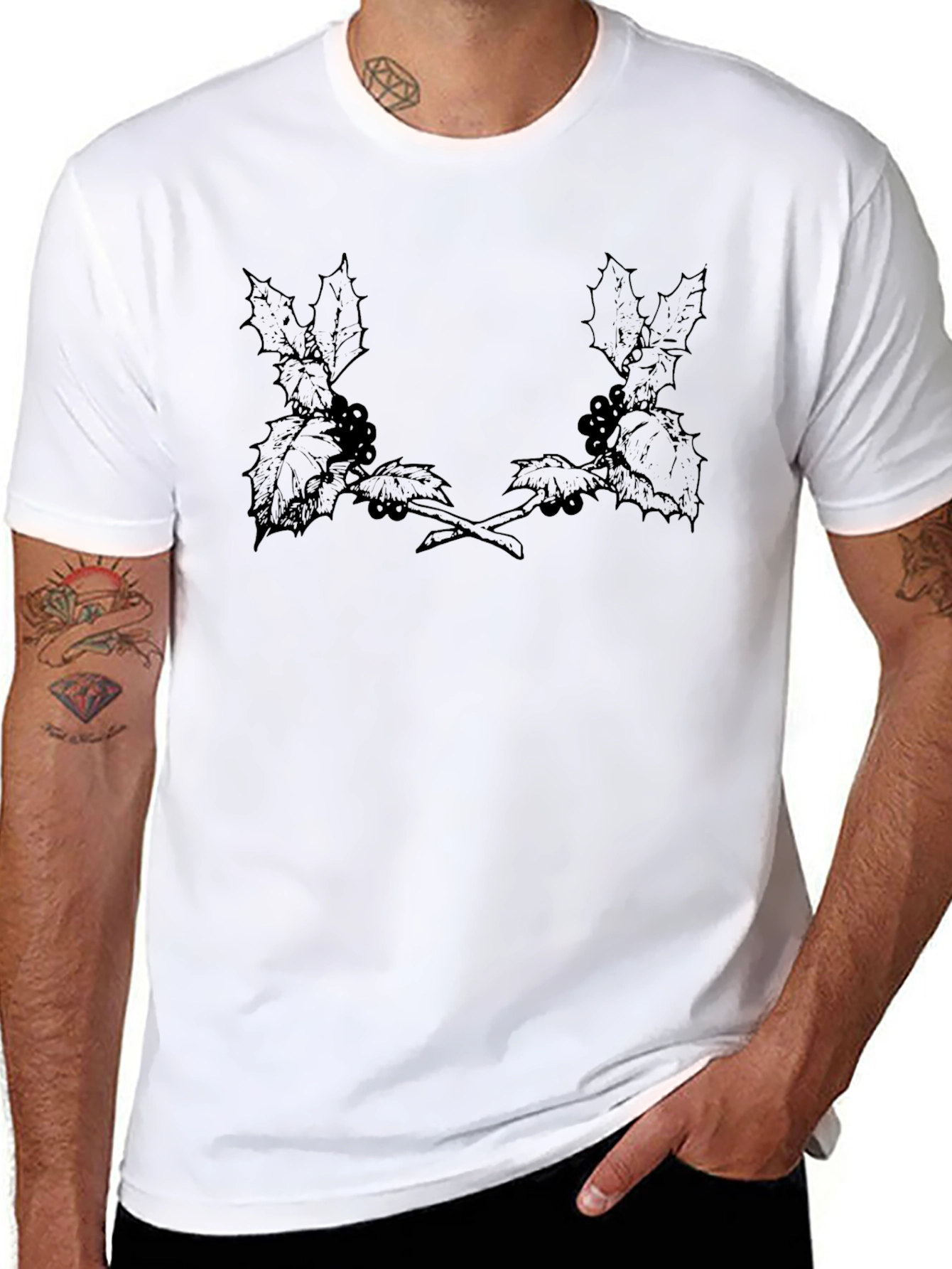 Black Holly Berry Tee - Classic Holiday Style
