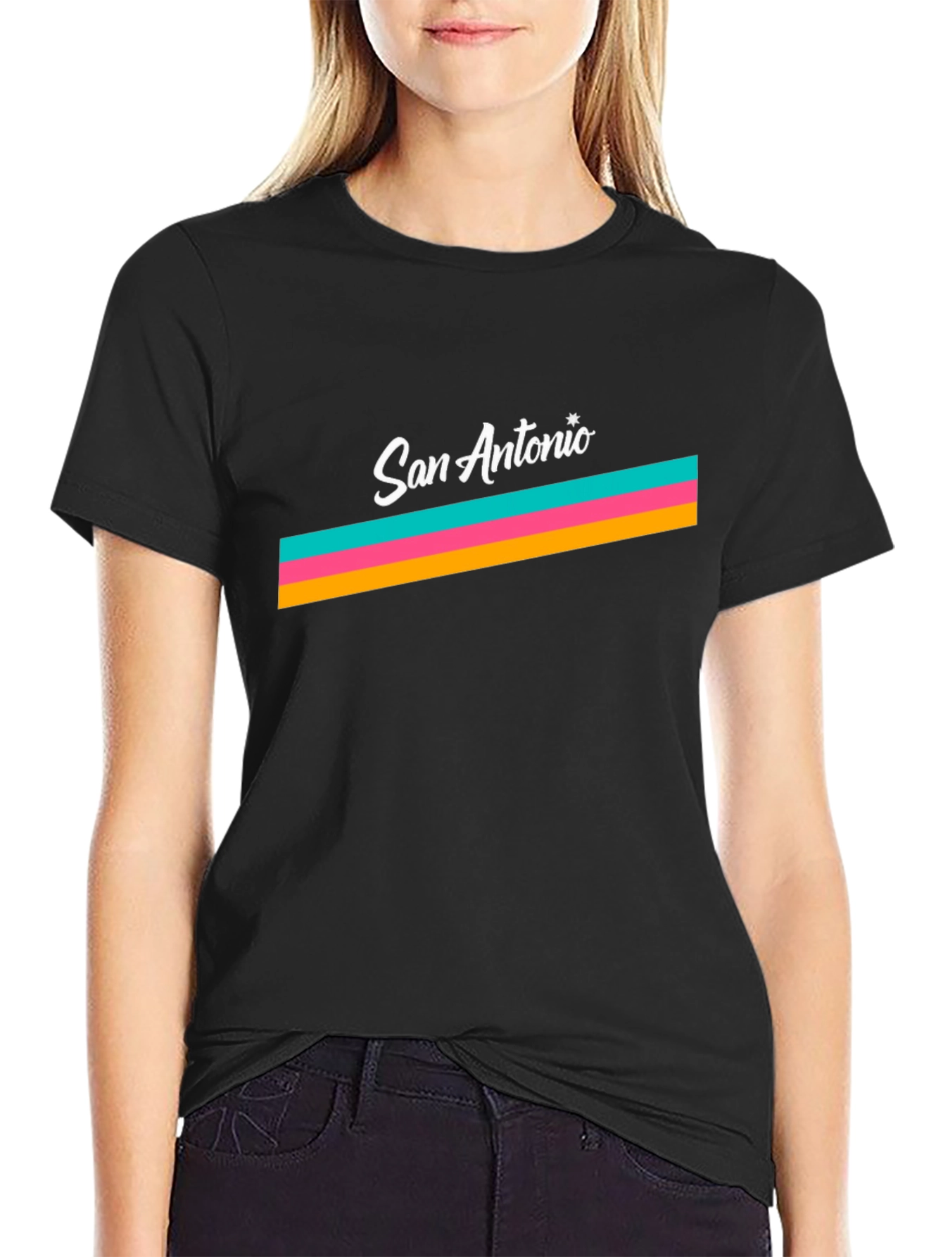 San Antonio Stripes Black T-Shirt