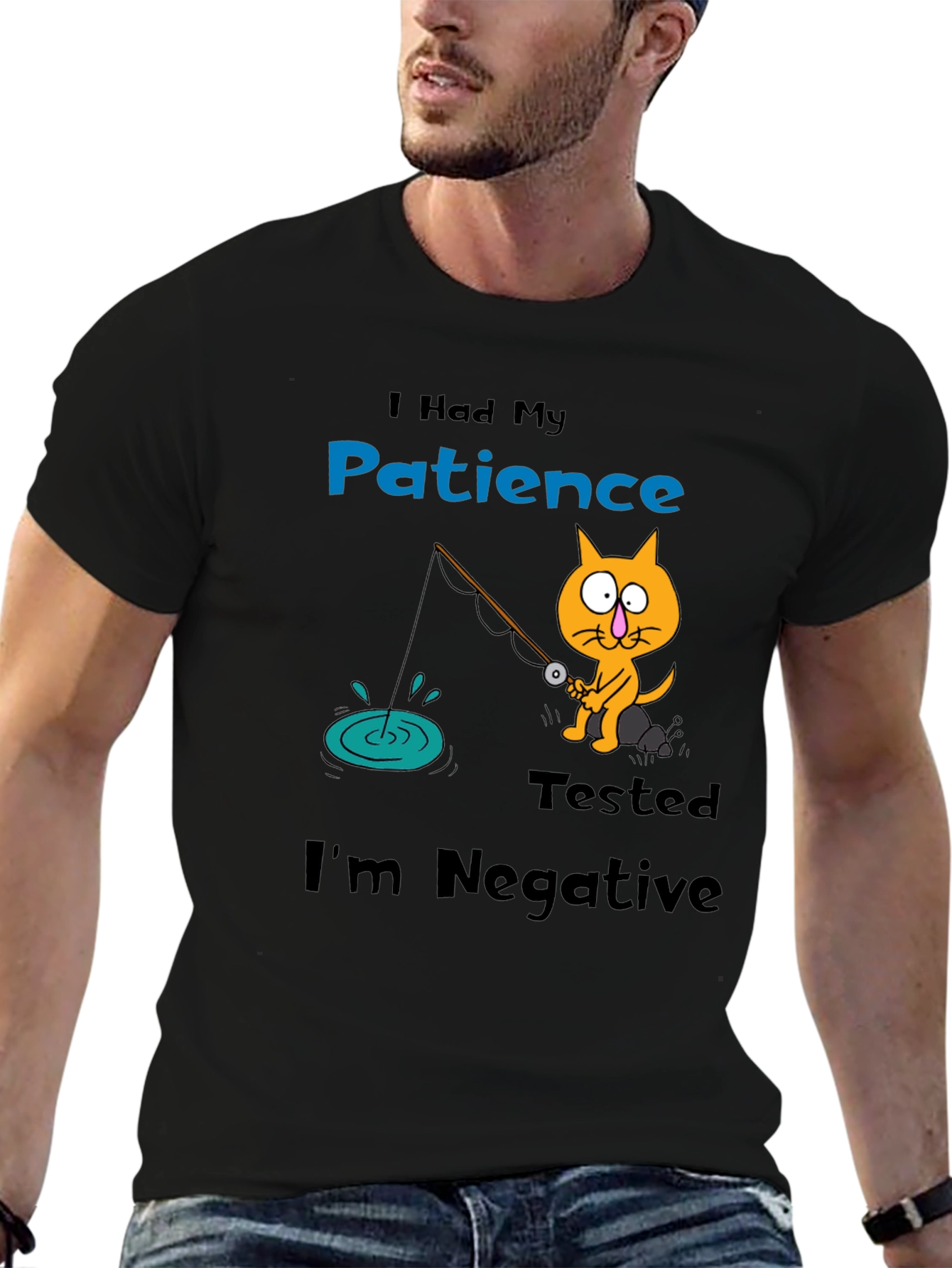 Funny Cat Fishing Patience Tested T-Shirt