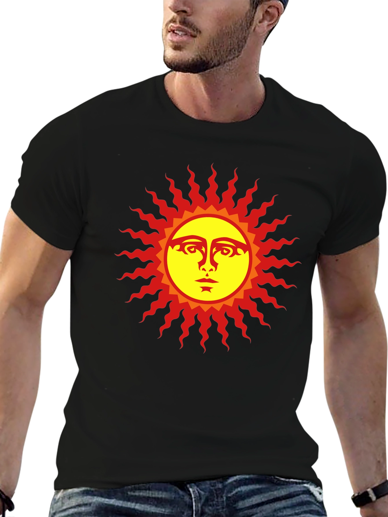 Sun Face Graphic Black T-Shirt
