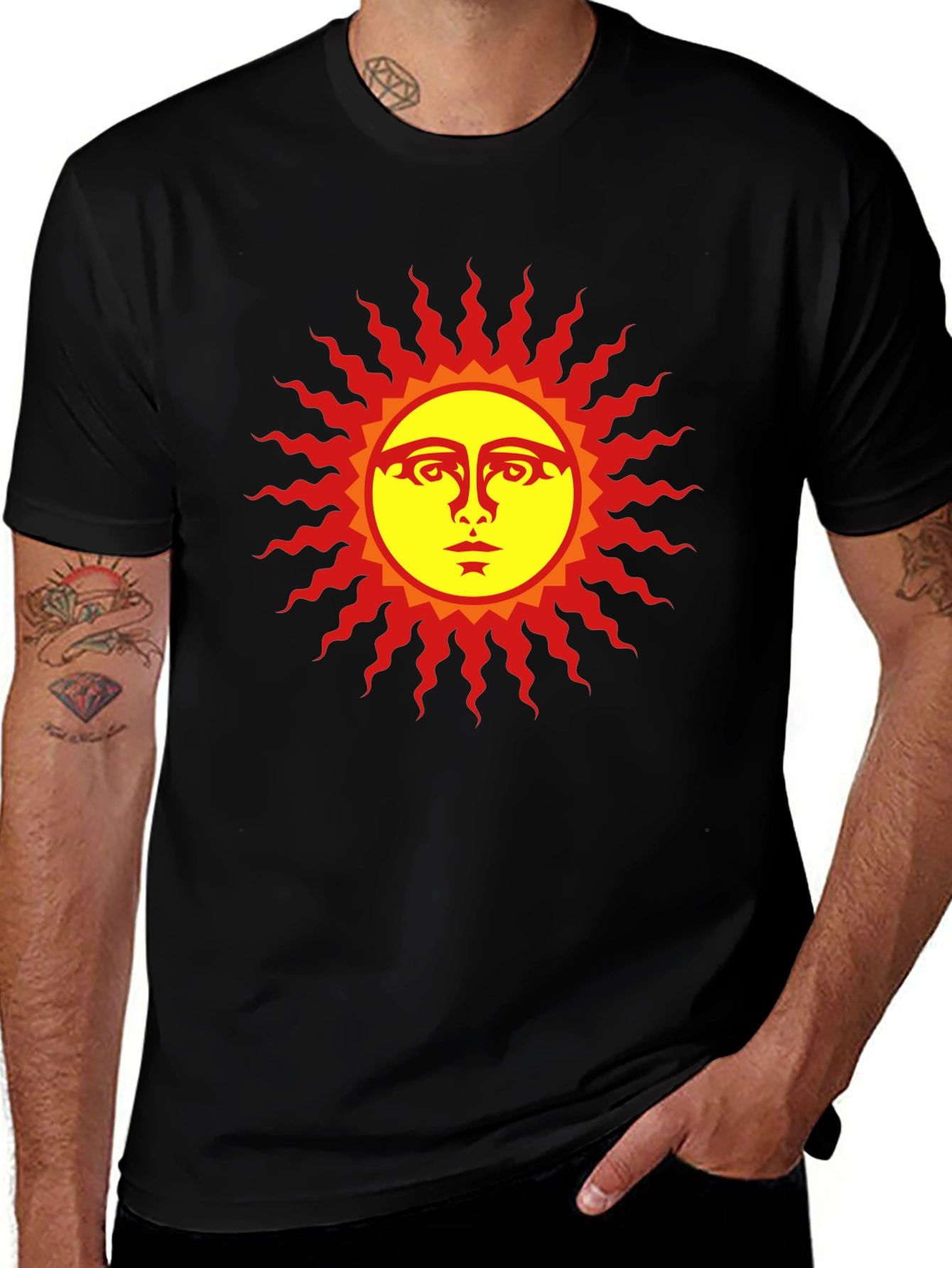 Sun Face Graphic Black T-Shirt