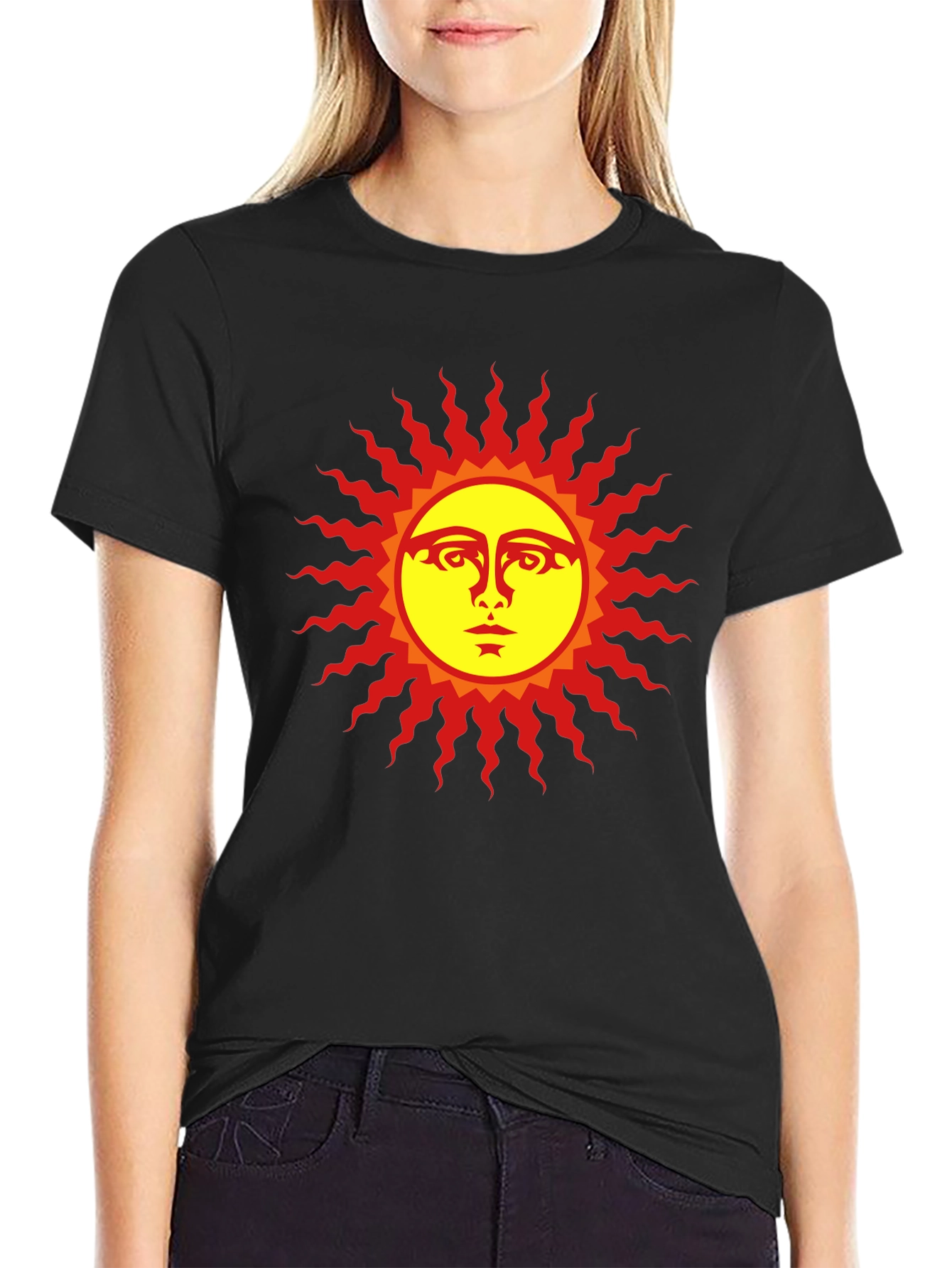 Sun Face Graphic Black T-Shirt