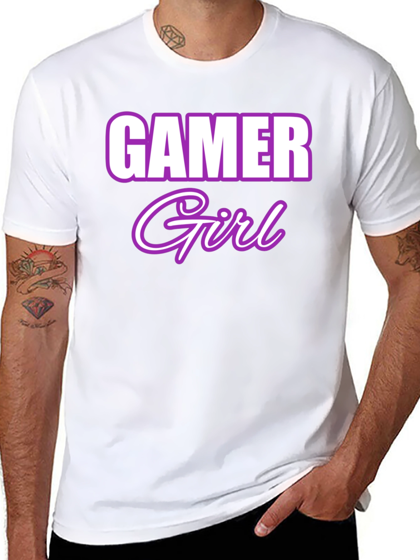 Gamer Girl Graphic Tee - Black Cotton Blend
