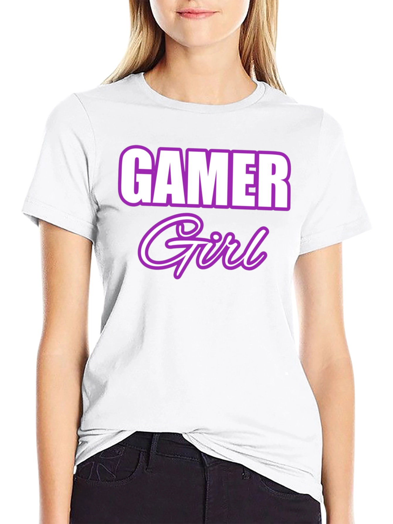 Gamer Girl Graphic Tee - Black Cotton Blend