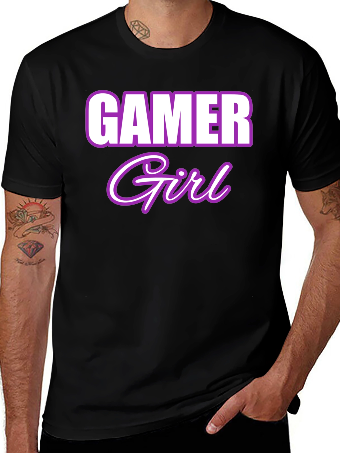 Gamer Girl Graphic Tee - Black Cotton Blend