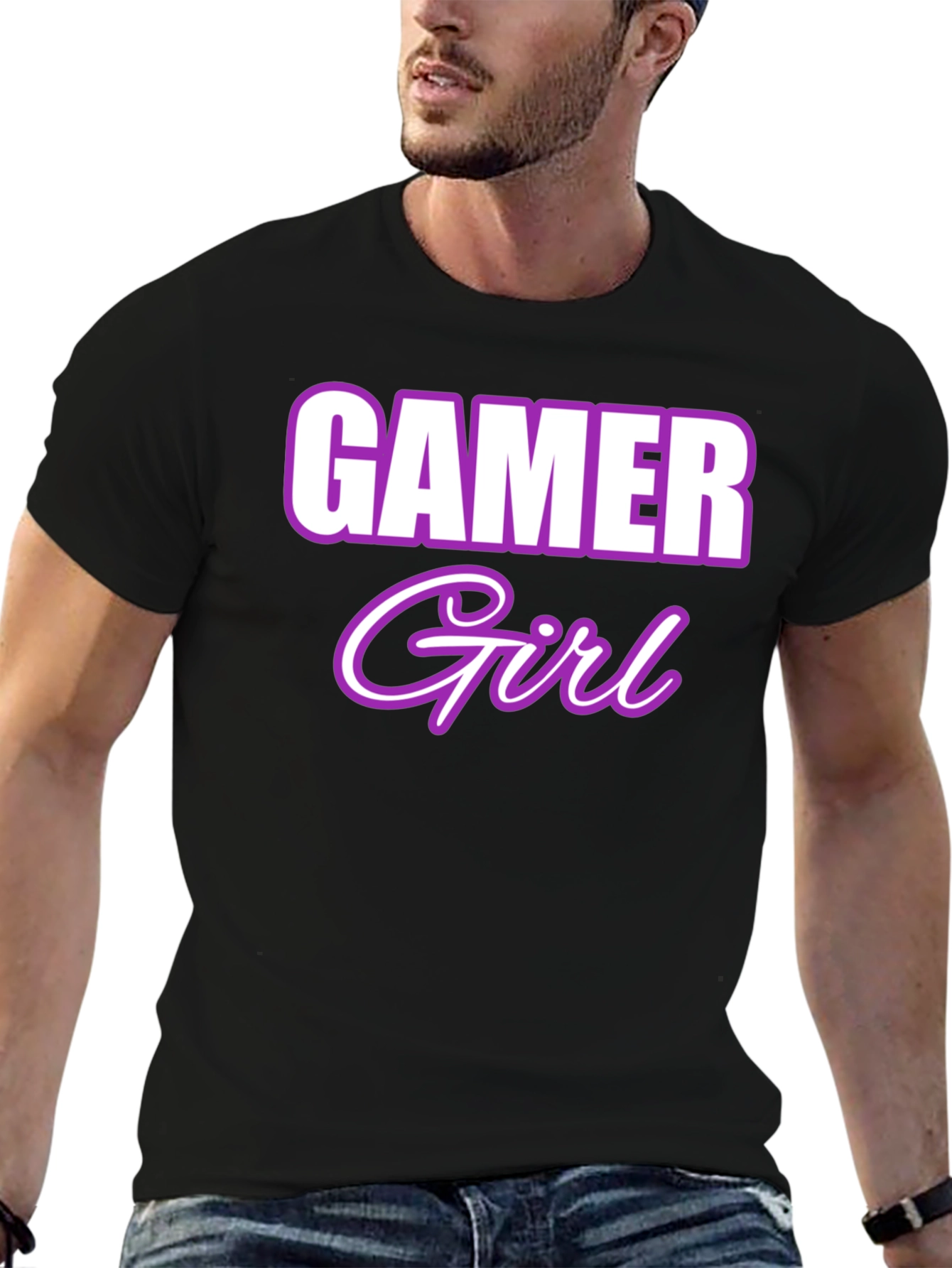 Gamer Girl Graphic Tee - Black Cotton Blend