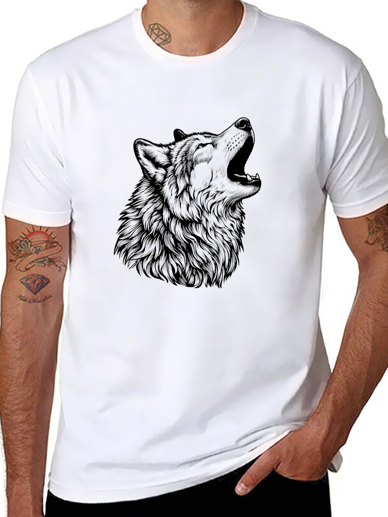 Black Wolf Graphic Tee - Mens Short Sleeve