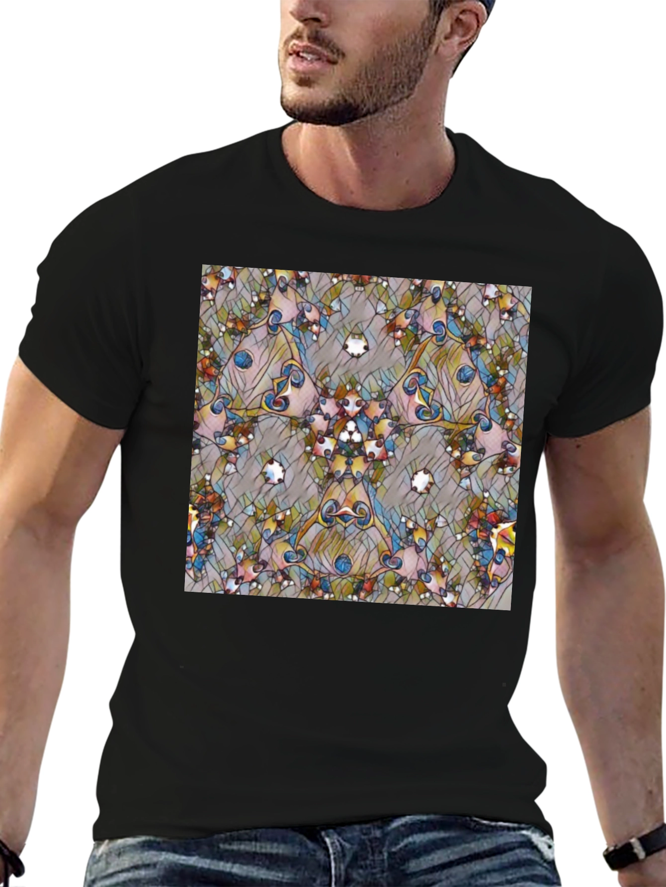 Kaleidoscope Art Black T-Shirt