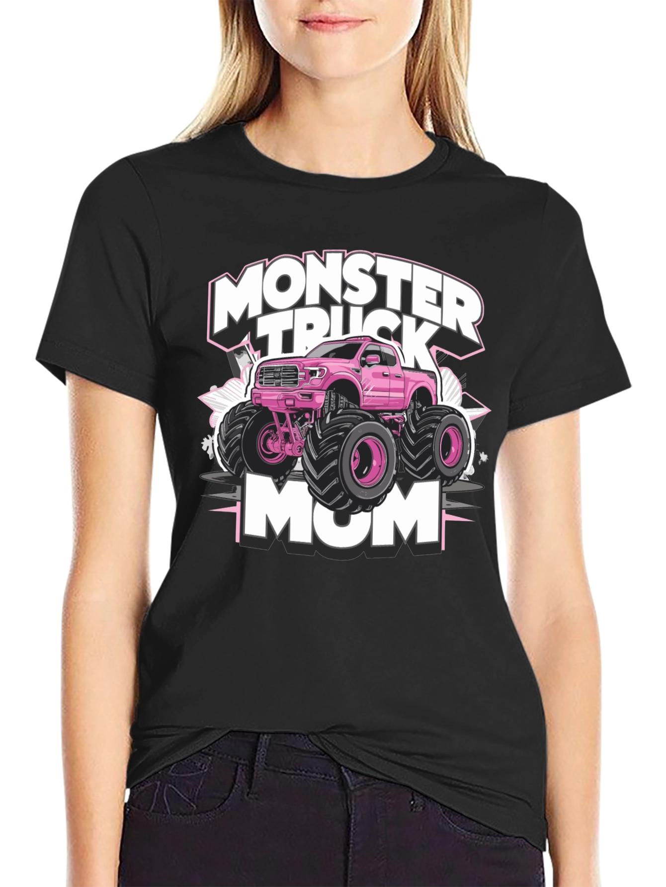 Monster Truck Mom Graphic T-Shirt - Black Cotton Tee