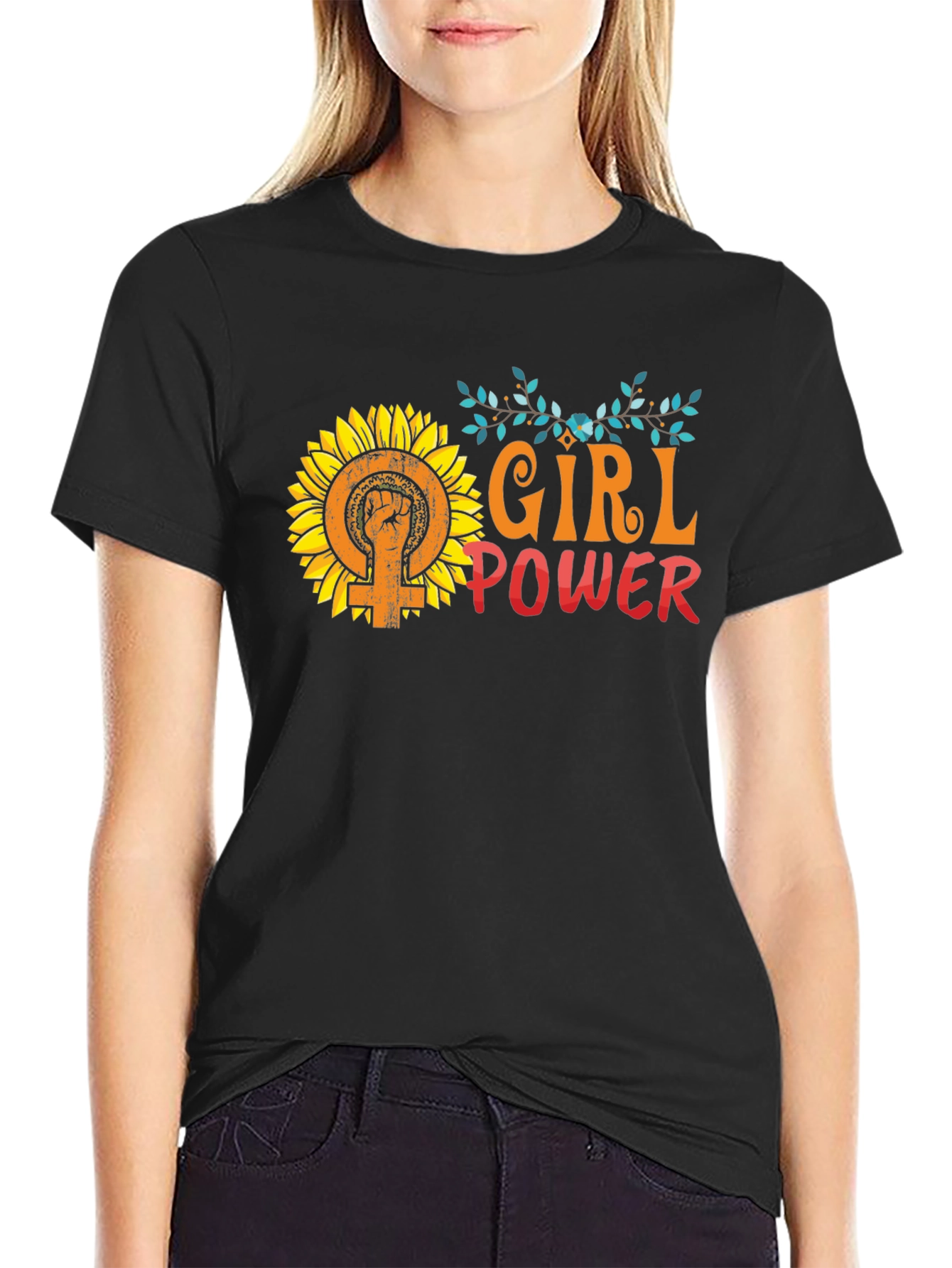 Girl Power Sunflower Graphic Tee
