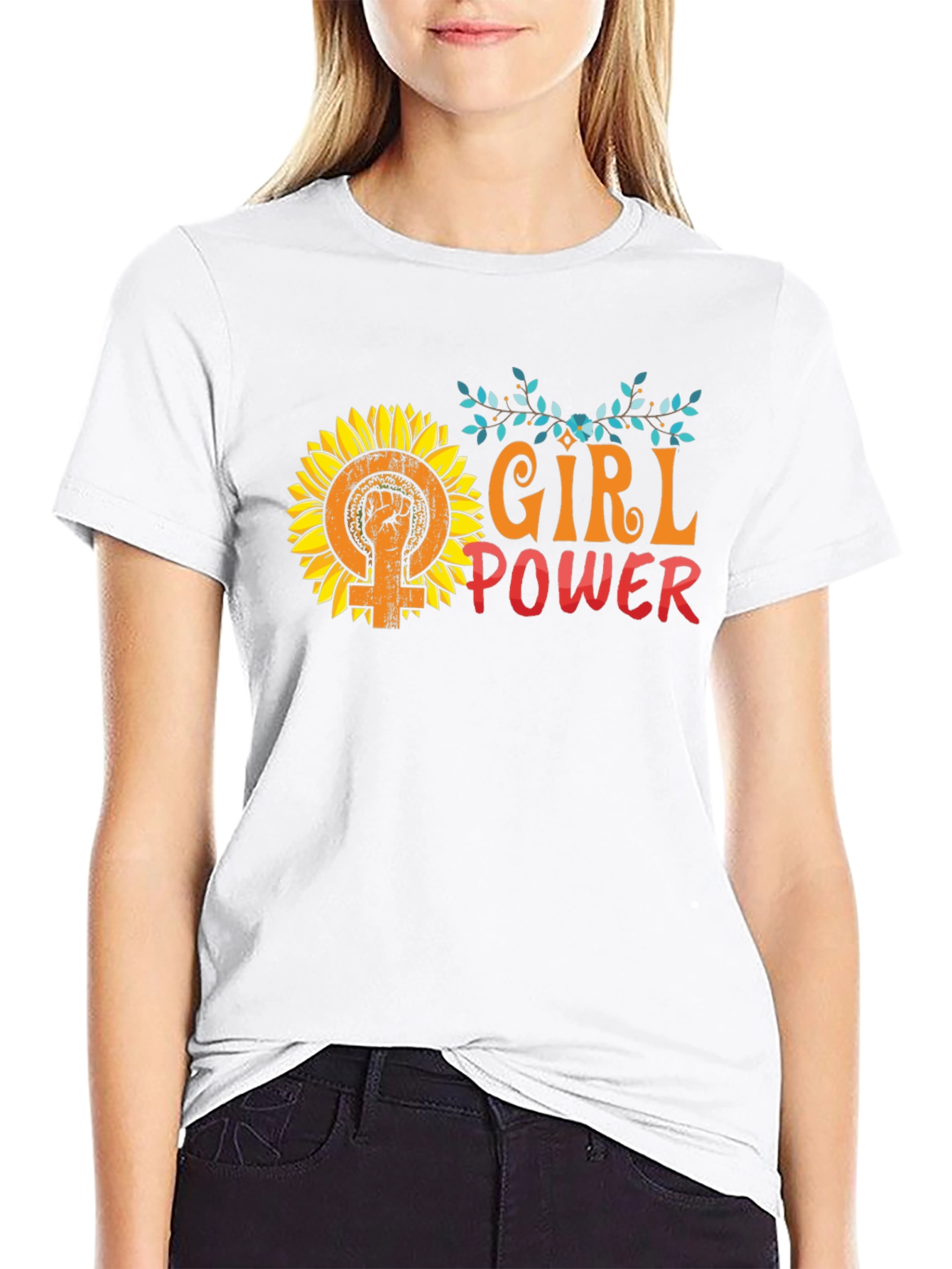 Girl Power Sunflower Graphic Tee