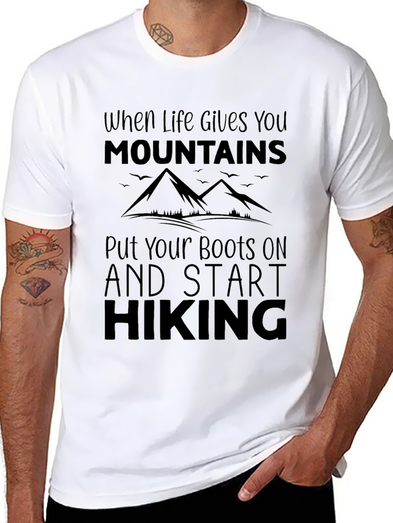 Mountains Hiking Black T-Shirt