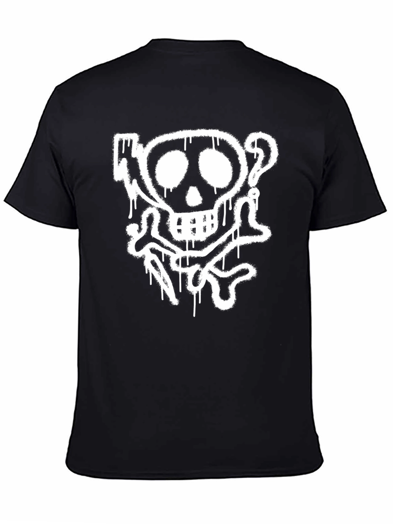Skull & Crossbones Graphic Tee - Black Cotton T-Shirt